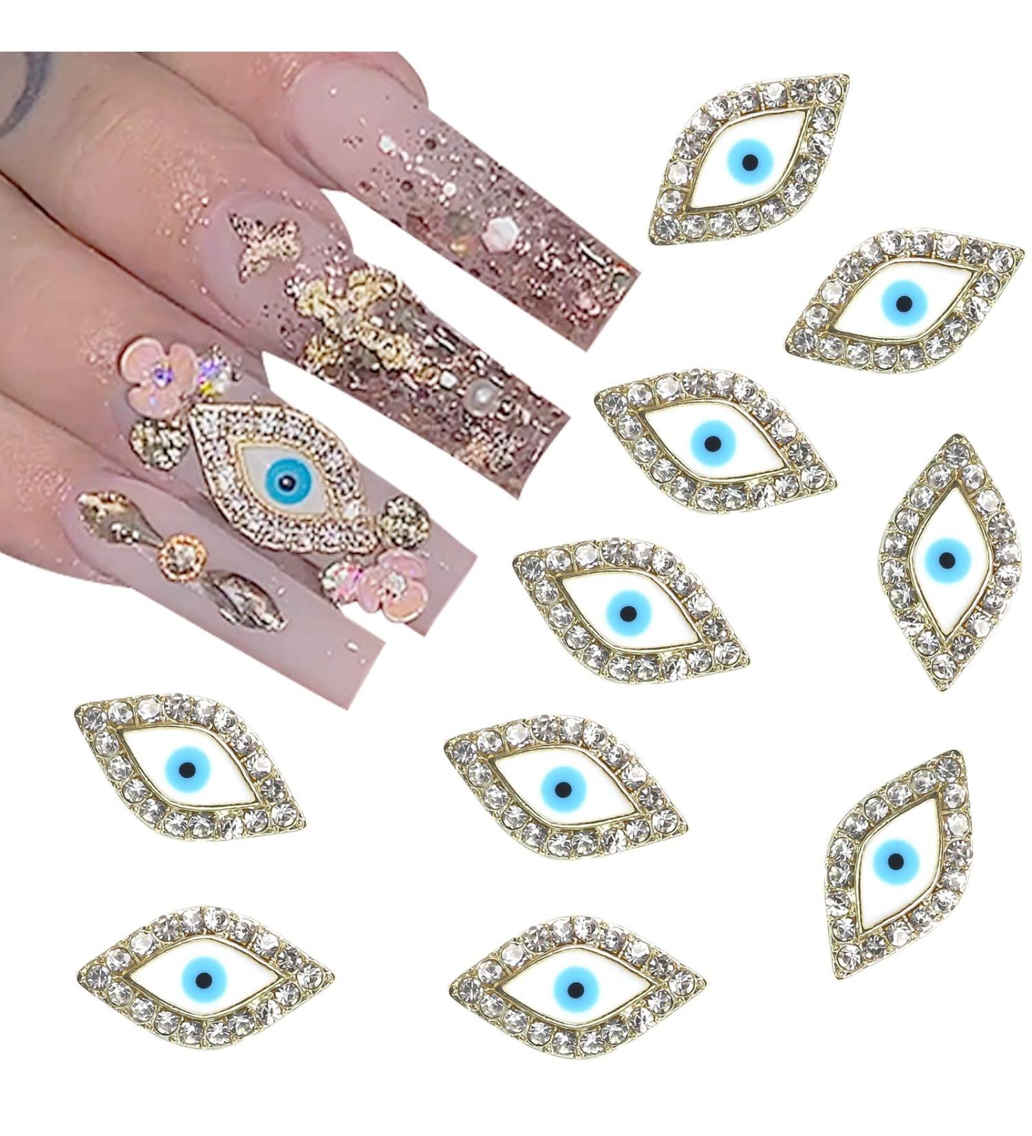 10 PCS 3D Evil Eye Nail Charms - Metal Decorations for DIY Crafts and Nail Art - Buy Online on SooperMarket.com
