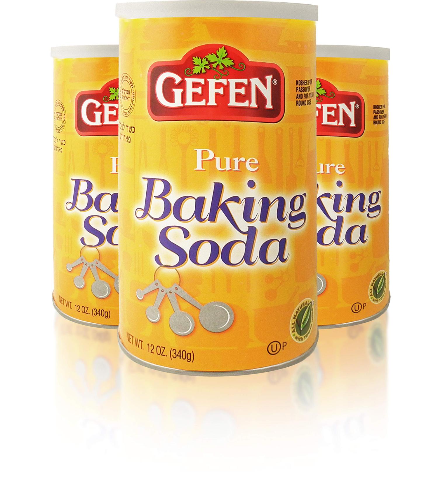 Gefen Pure Baking Soda, 12oz (3 Pack) In Resealable Container, Total of 2.25lb, 100% Sodium Bicarbonate