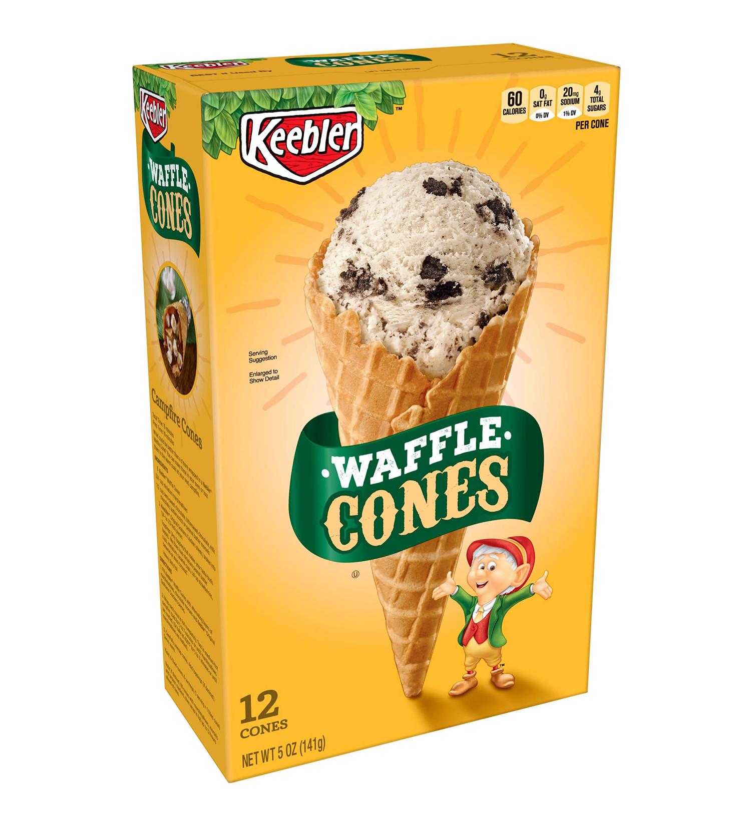 Keebler Waffle Ice Cream Cones 12 Count Box, 5 Ounce (Pack of 12) - Delicious Treats for Desserts and Snacks - Buy Online on SooperMarket.com