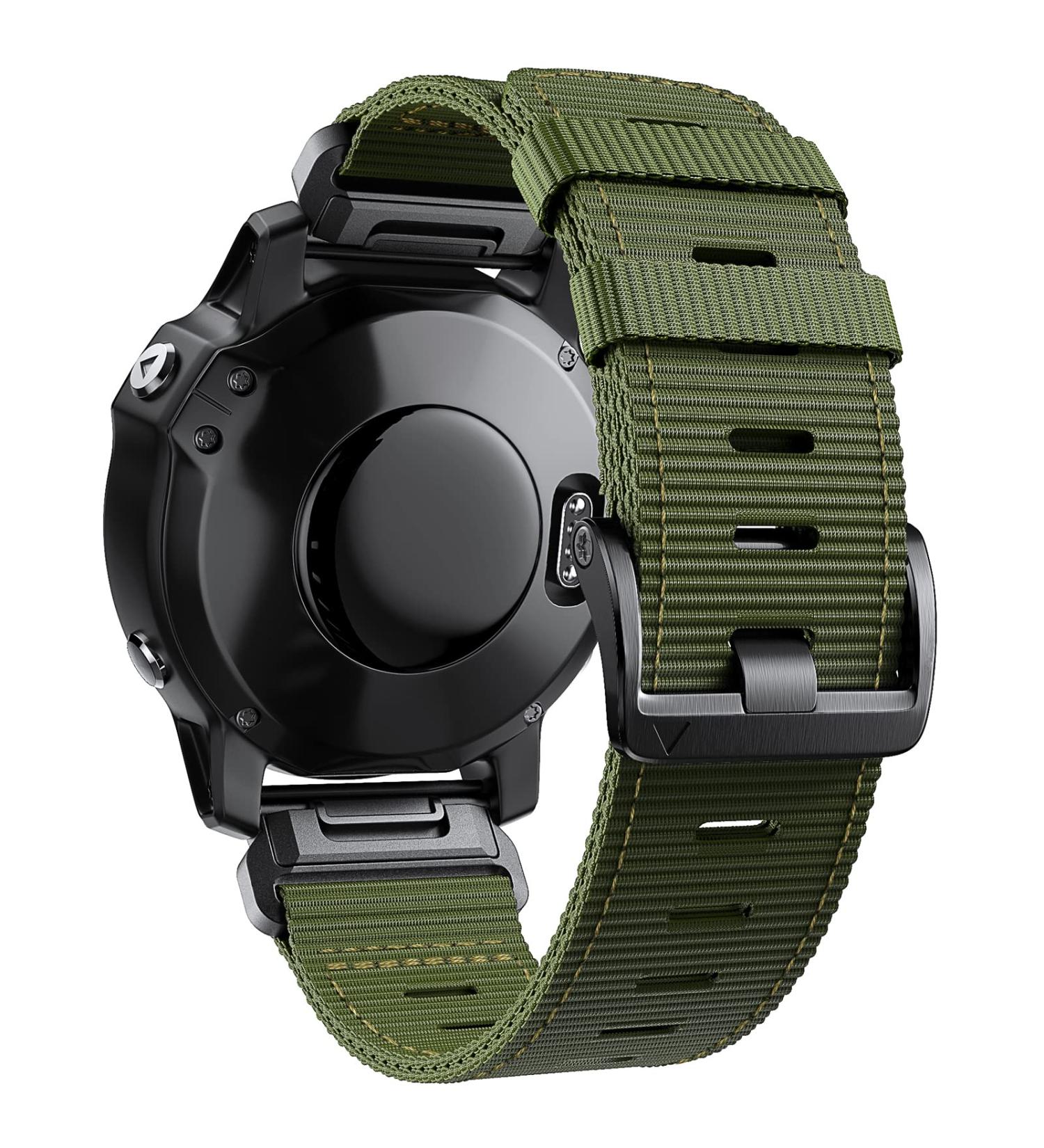 CUZOW 26mm Nylon Watch Band Replacement for Garmin Fenix 5X/5X Plus, Fenix 6X/6X Pro, Fenix 7X, Fenix 3/3 HR, and Descent - Army Green M - Buy Online on SooperMarket.com
