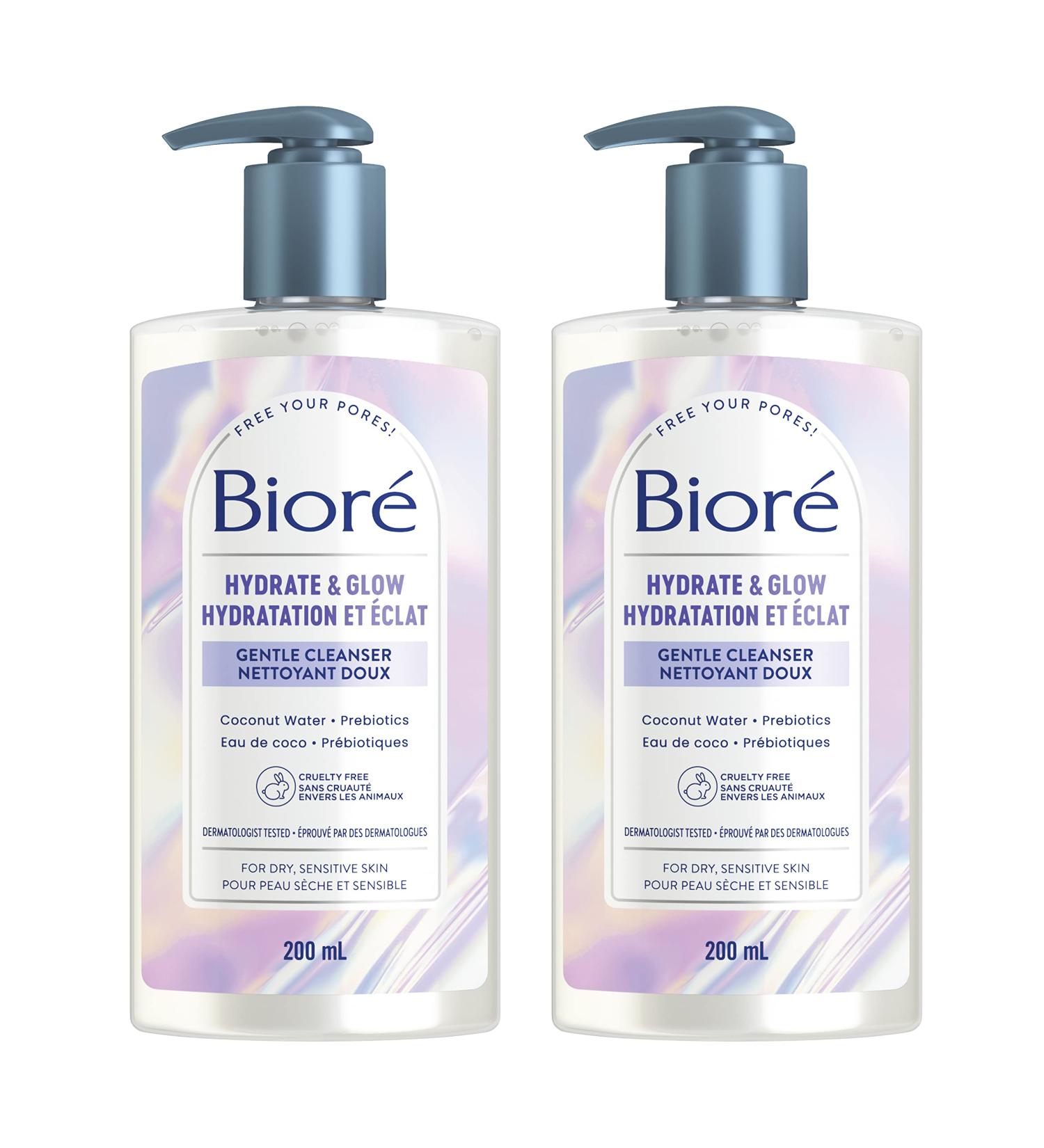 Bior Hydrate & Glow Gentle Face Cleanser Duo Dermatologist Tested Cruelty Free Hydrating Cleanser (Pack of 2) - Buy Online on SooperMarket.com