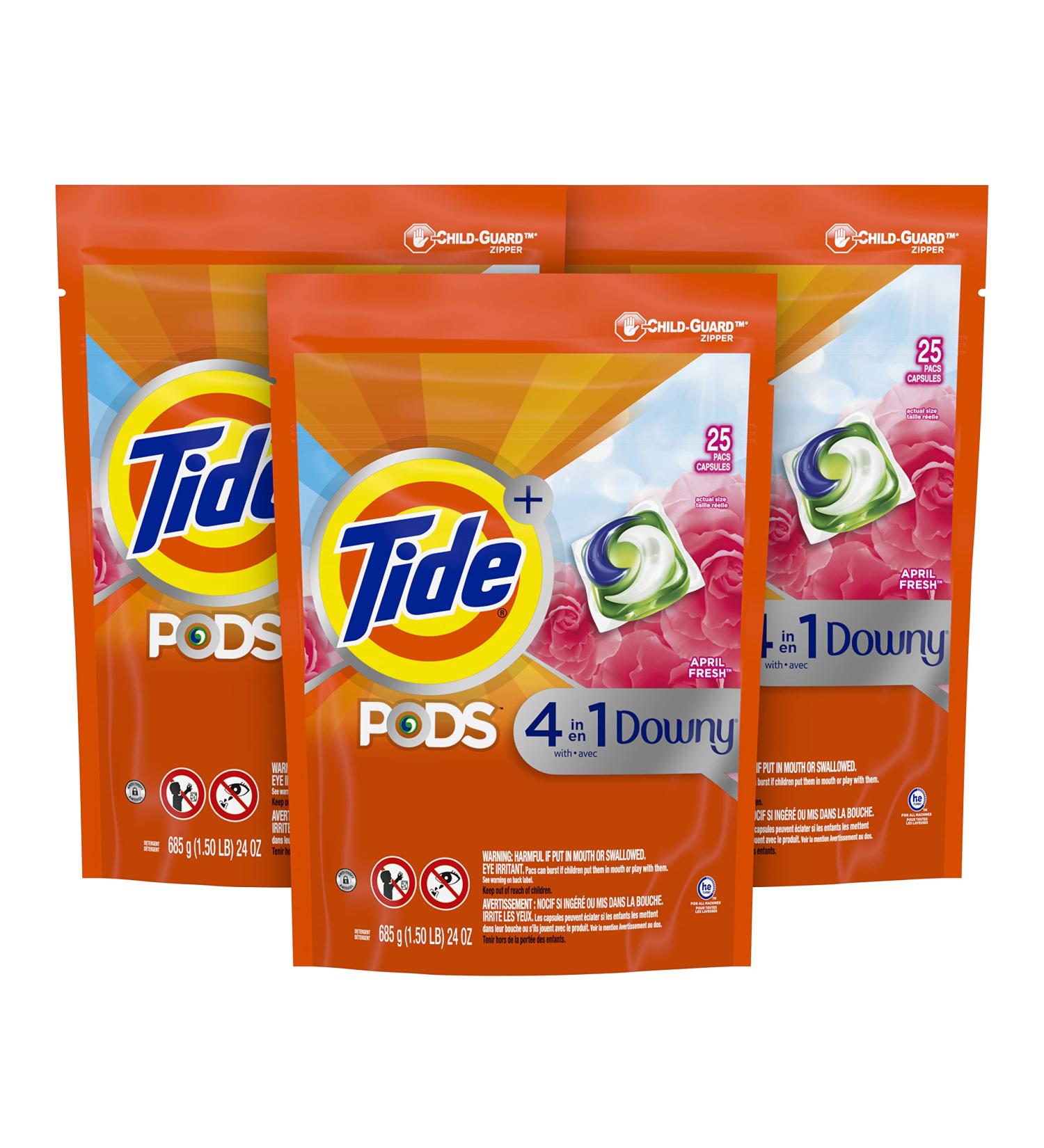 Tide PODS with Downy Laundry Detergent Soap Pods April Fresh - 75 Count (3 Bag Value Pack) - Buy Online on SooperMarket.com