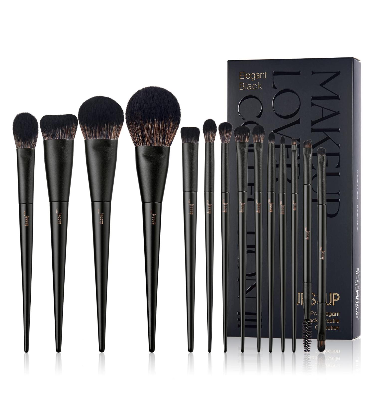 Jessup 14Pcs Black Kabuki Makeup Brushes Set for Foundation, Eyeshadow, Contour, and Concealer - T336 B-T336 - Buy Online on SooperMarket.com