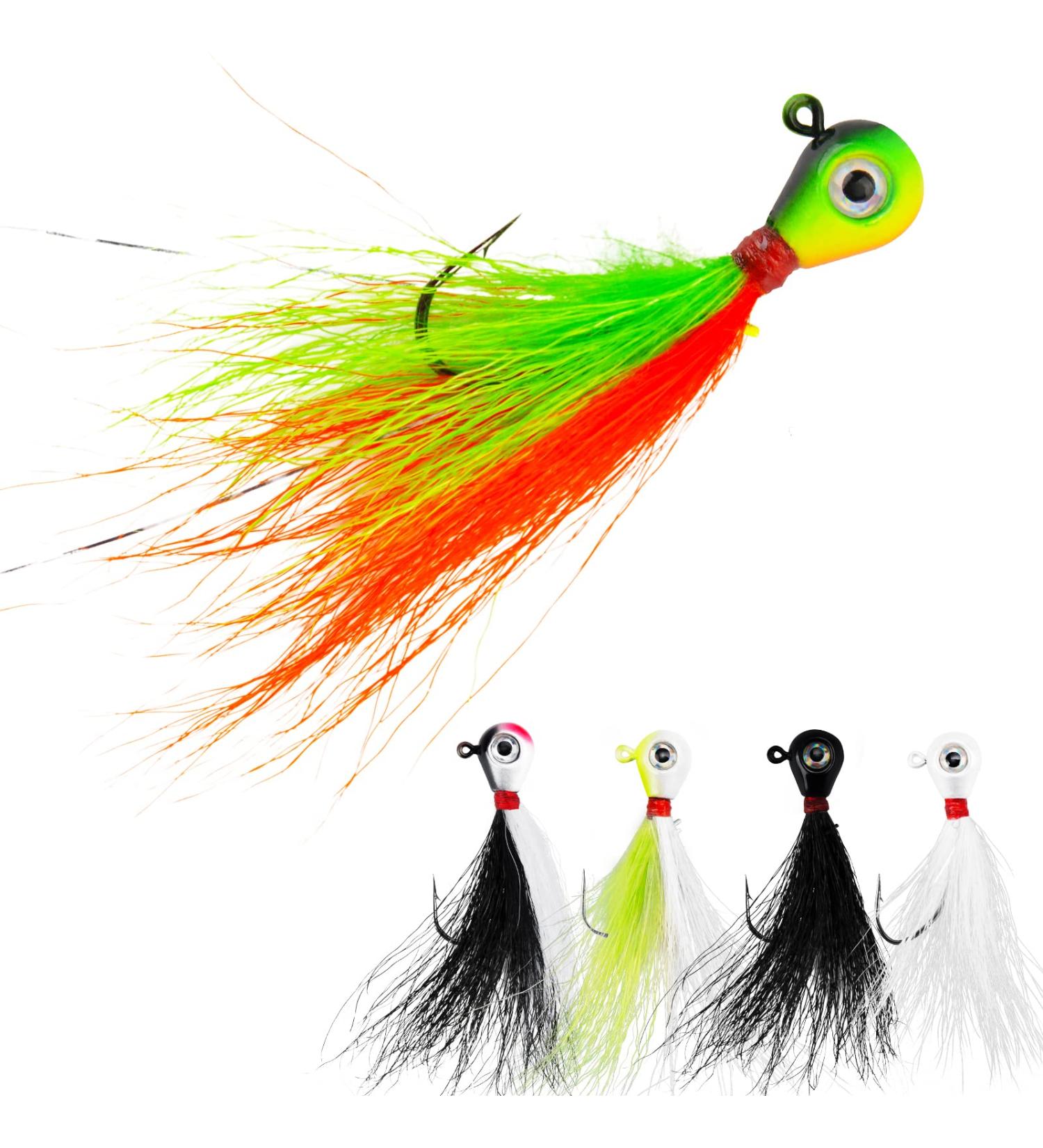 MadBite WideEye 15/28 Pack Jig Head Kits Bucktail Hair Jigs Conical Jigs and Pill Shaped Jig Kits Fishing Jig Heads for Walleye Bass Crappie Jig Head Weights - 1/8 oz 1/4 oz and 3/8 oz C: Hair Jig Kits - 15 Pack 1/4 oz - Buy Online on SooperMarket.com