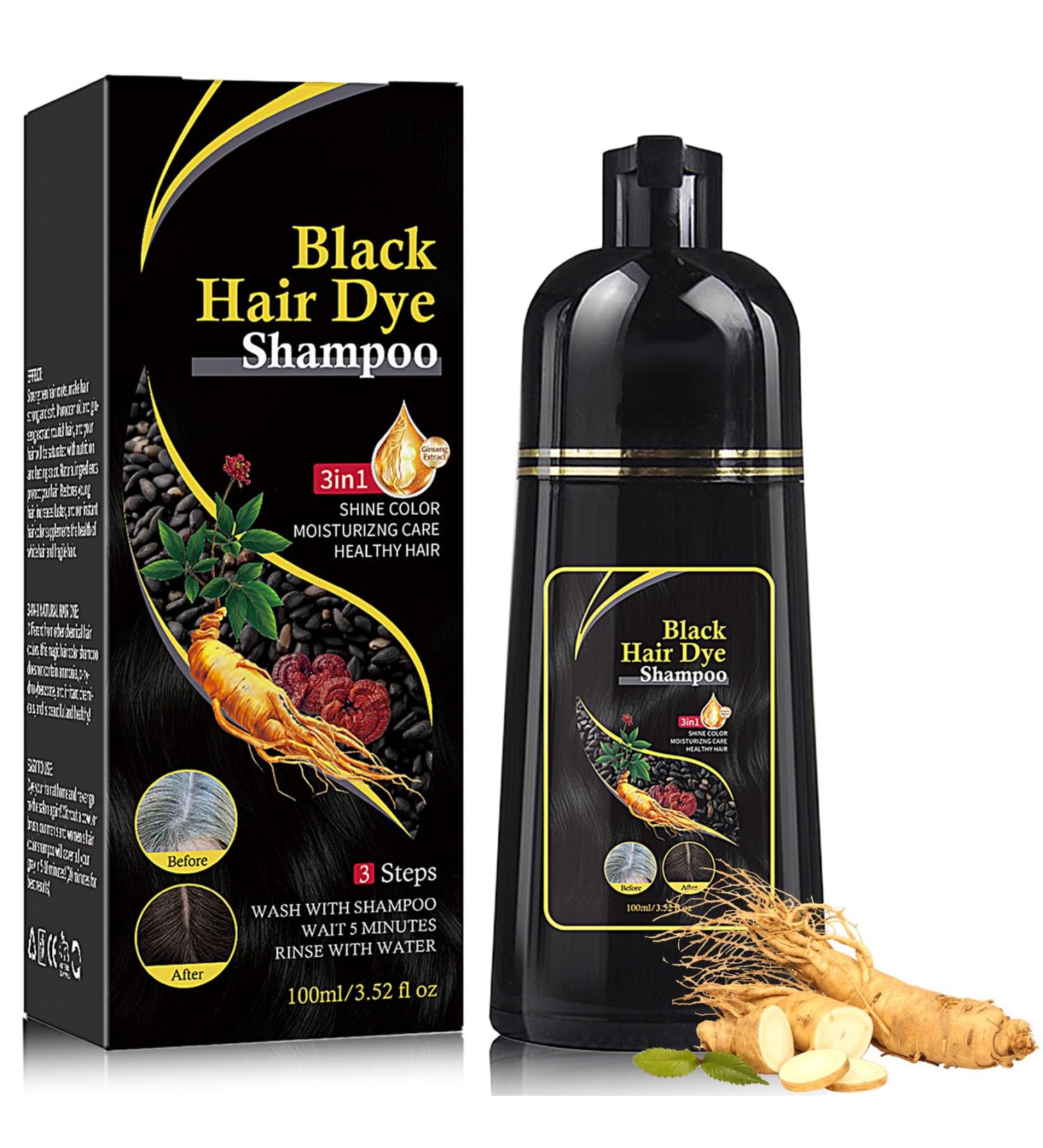 Instant Black Hair Dye Shampoo - 3 in 1 Color & Care for Gray Hair | Moisturizing & Long Lasting Repair - 100ml for Men & Women - Buy Online on SooperMarket.com