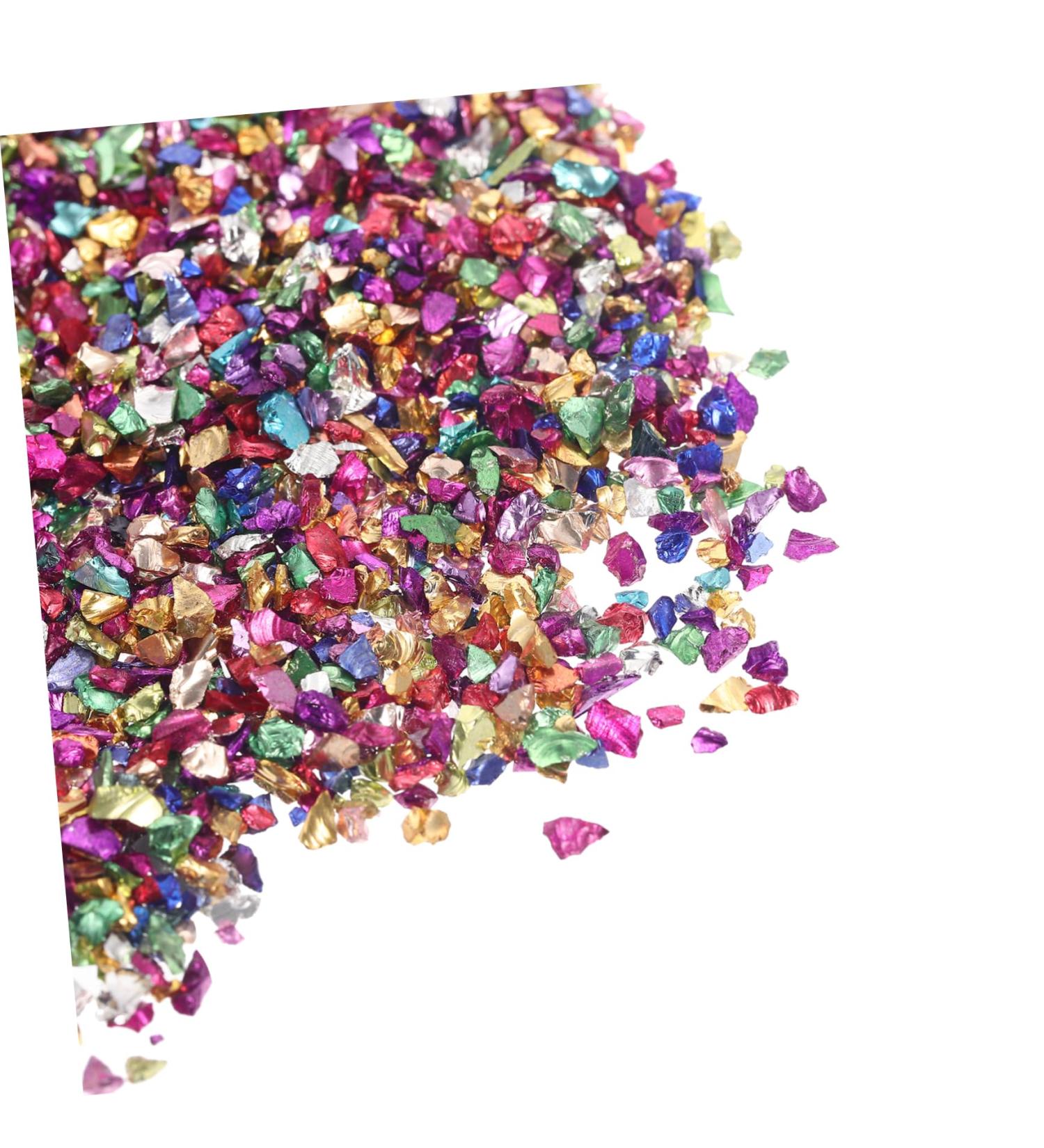 FRCOLOR 1 Glass Chip Nail Filler Metallic Chips for Nail Arts Crushed Irregular Glass Craft Crushed Glass Irregular Glass Glitter Epoxy Crushed Glass Mirror Vase Manicure 3D Small Crystal 0.5X0.3cm Colorful - Buy Online on SooperMarket.com
