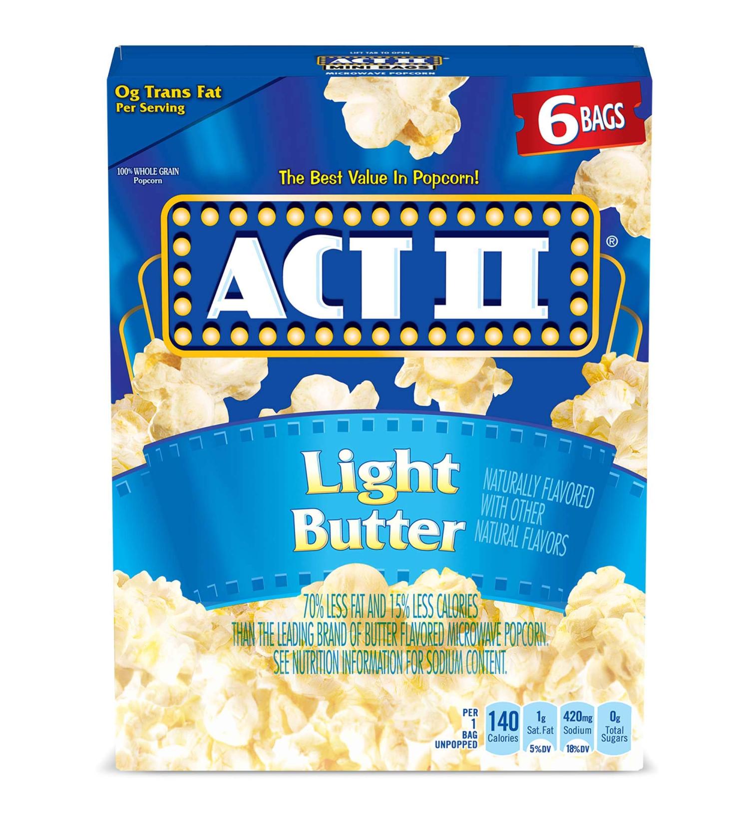 ACT II Light Butter Microwave Popcorn Bags 2.75 oz (Pack of 36) - Delicious and Convenient Snack Solution - Buy Online on SooperMarket.com