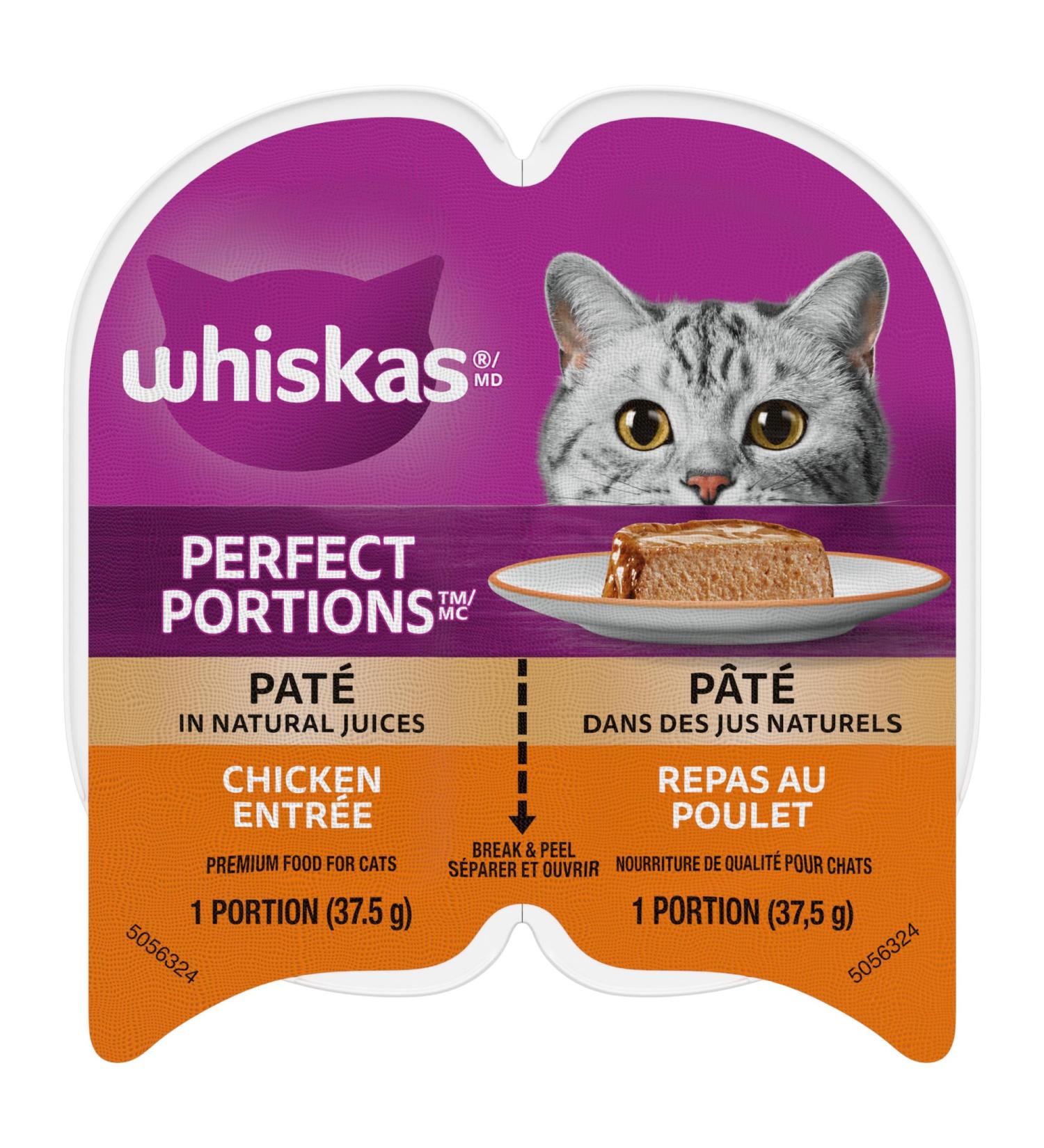 WHISKAS Perfect Portions Wet Cat Food Pat - Chicken - 75g (24 Pack) Pat Chicken 75 g (Pack of 24) - Buy Online on SooperMarket.com
