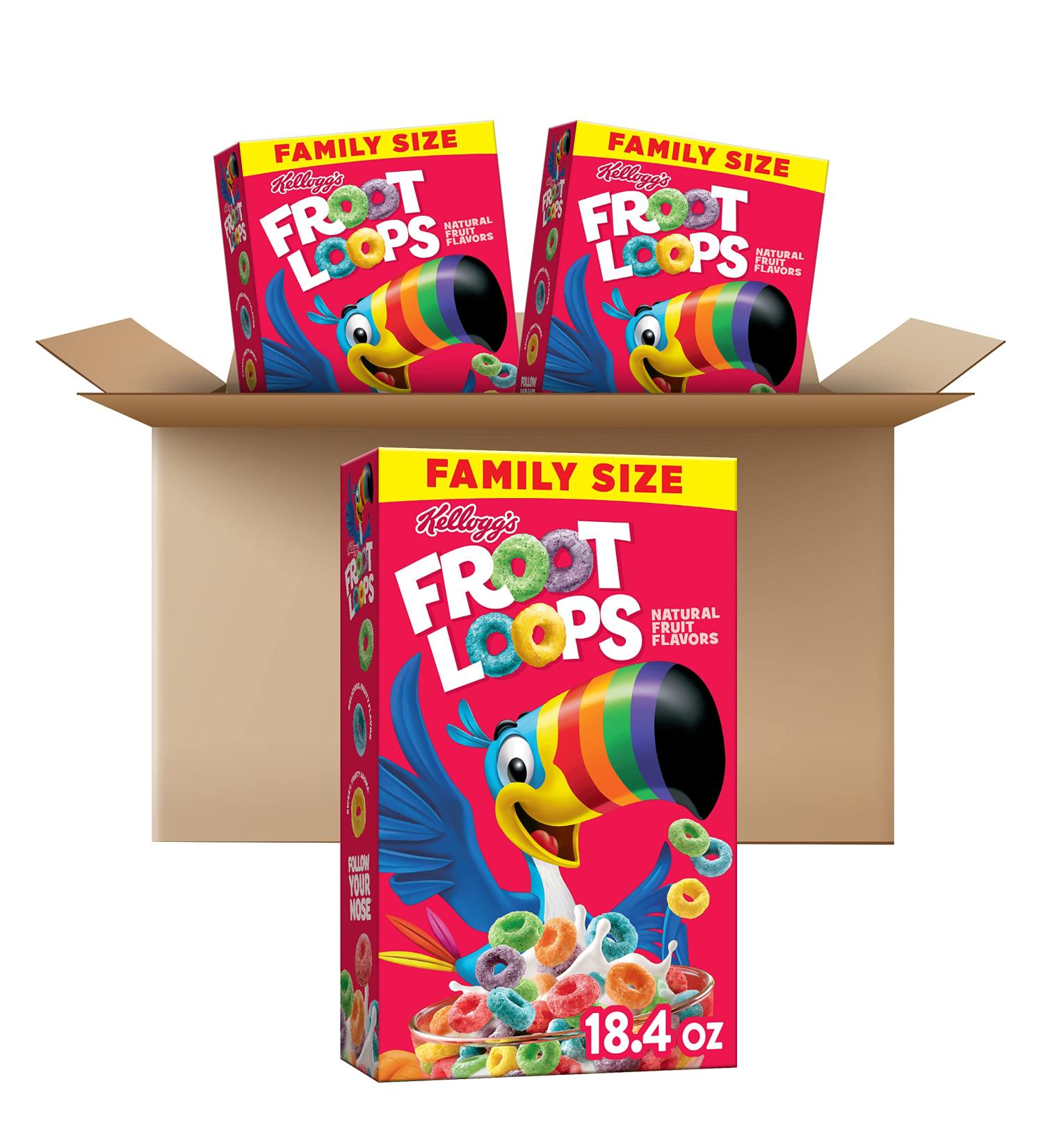 Kellogg's Froot Loops 4.79lb Case - Fruit Flavored Cereal with Vitamin C (3 Boxes) - Buy Online on SooperMarket.com