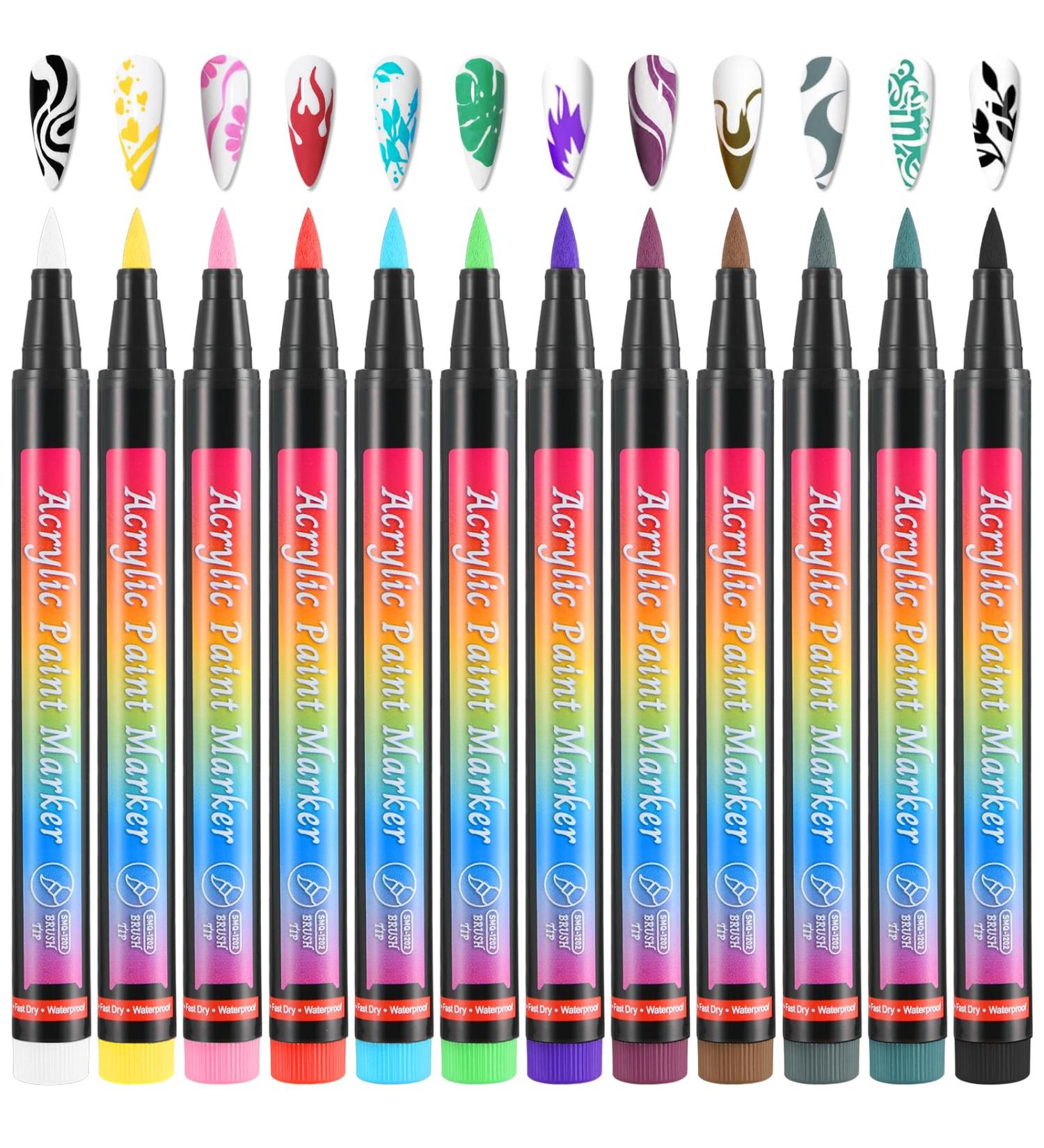 Buy Amaxiu 12 Colors Nail Art Pens Set - Waterproof Quick Dry Acrylic Painting Pens for Professional Nail Design - Buy Online on SooperMarket.com