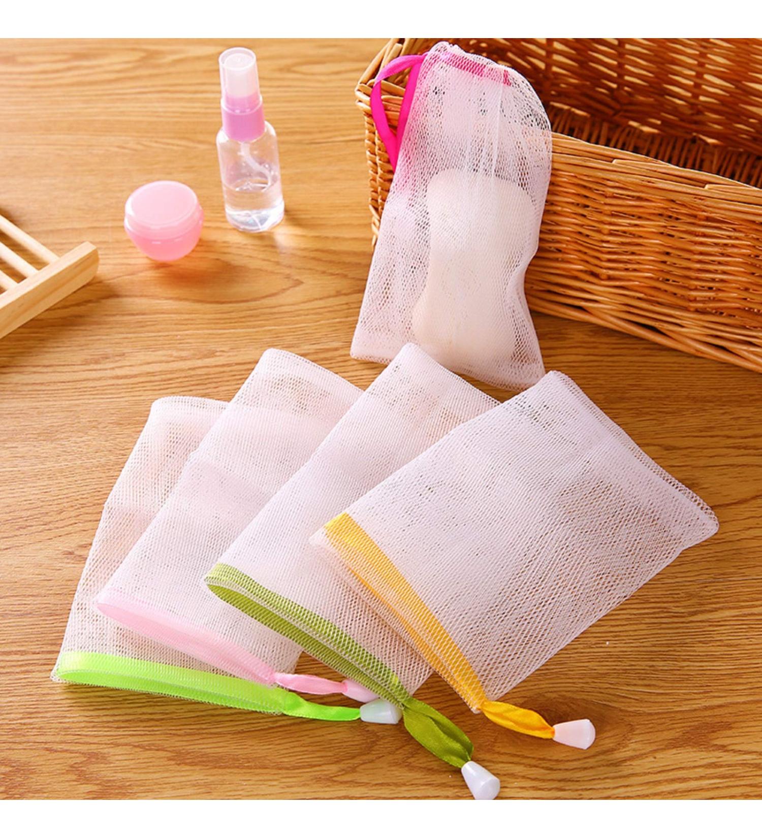 50 PCS Exfoliating Mesh Soap Bag - Soap Saver Pouch with Drawstring Holder (Random Color) - Buy Now! - Buy Online on SooperMarket.com