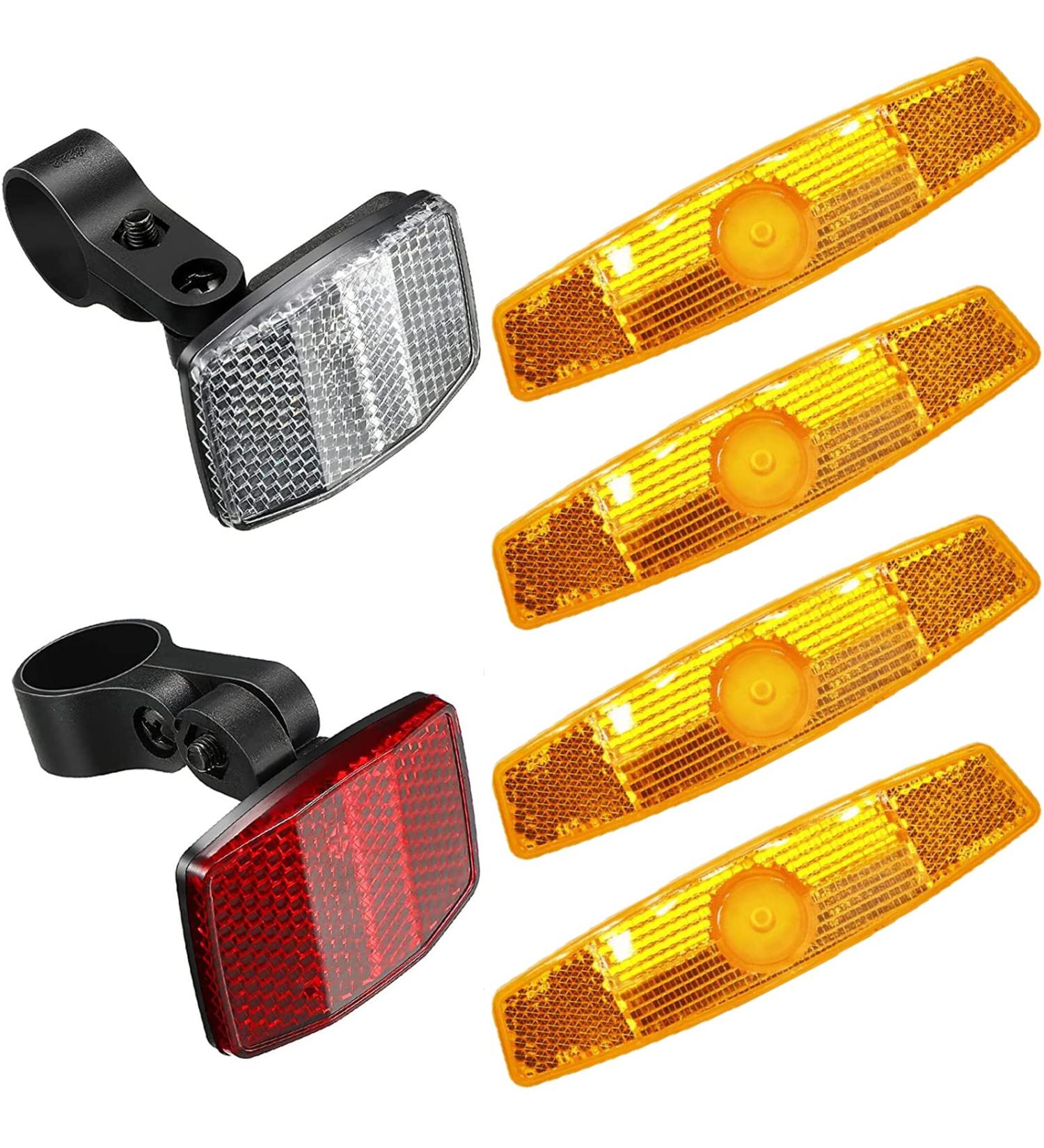 6 Pcs Bike Reflectors Front Rear Kit - Mountain Bike Safety Warning Accessories for Night Cycling - Orange Handlebar Seatpost Reflectors - Buy Online on SooperMarket.com