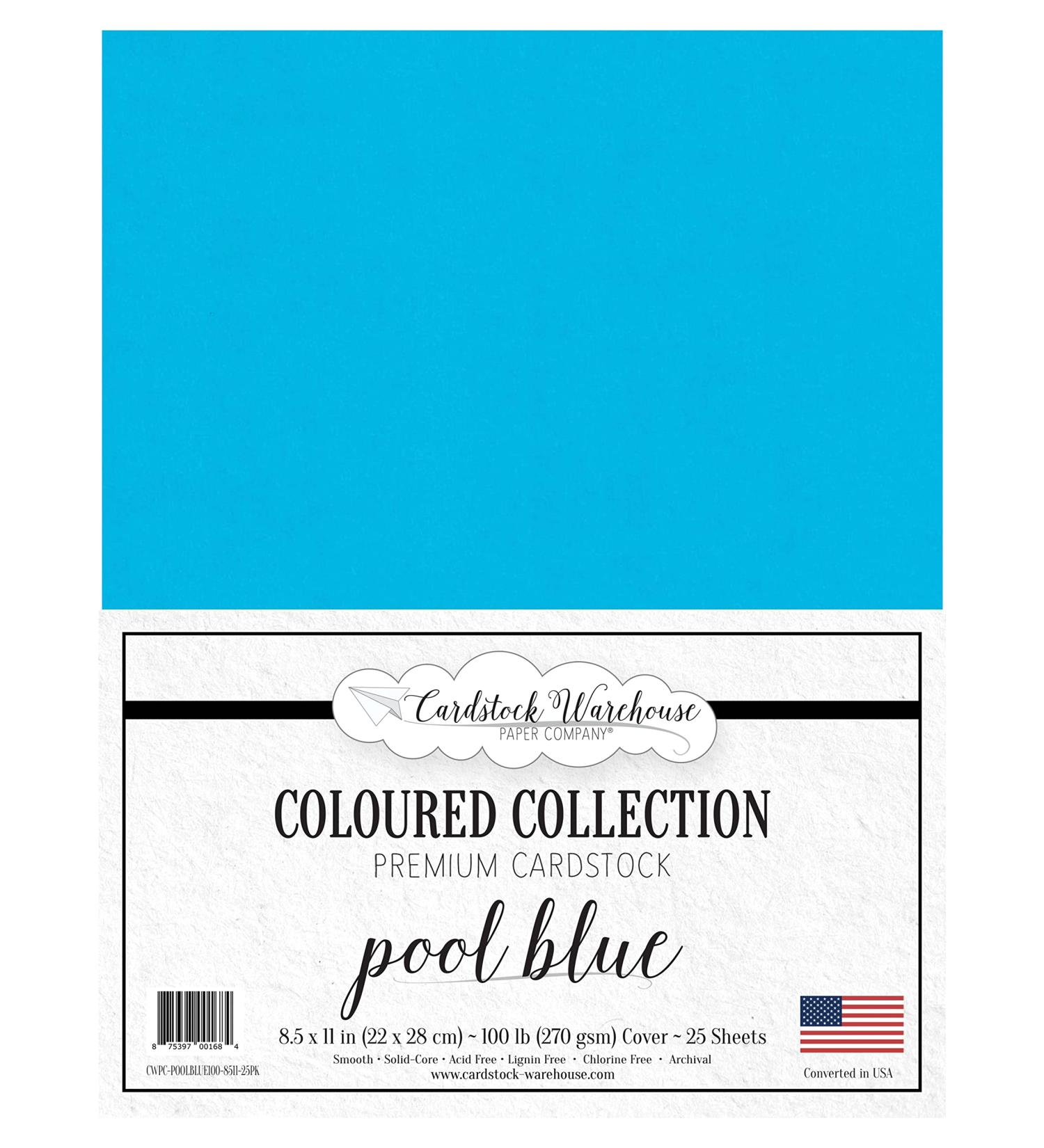 Pool Blue Cardstock Paper - 8.5 x 11 inch Premium Matte 100 LB. Cover - 25 Sheets from Cardstock Warehouse