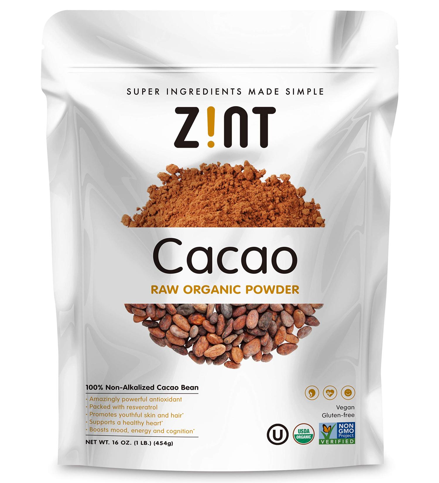 Zint Raw Organic Cacao Powder 16 oz - Pure Superfood for Baking & Smoothies - Buy Online on SooperMarket.com