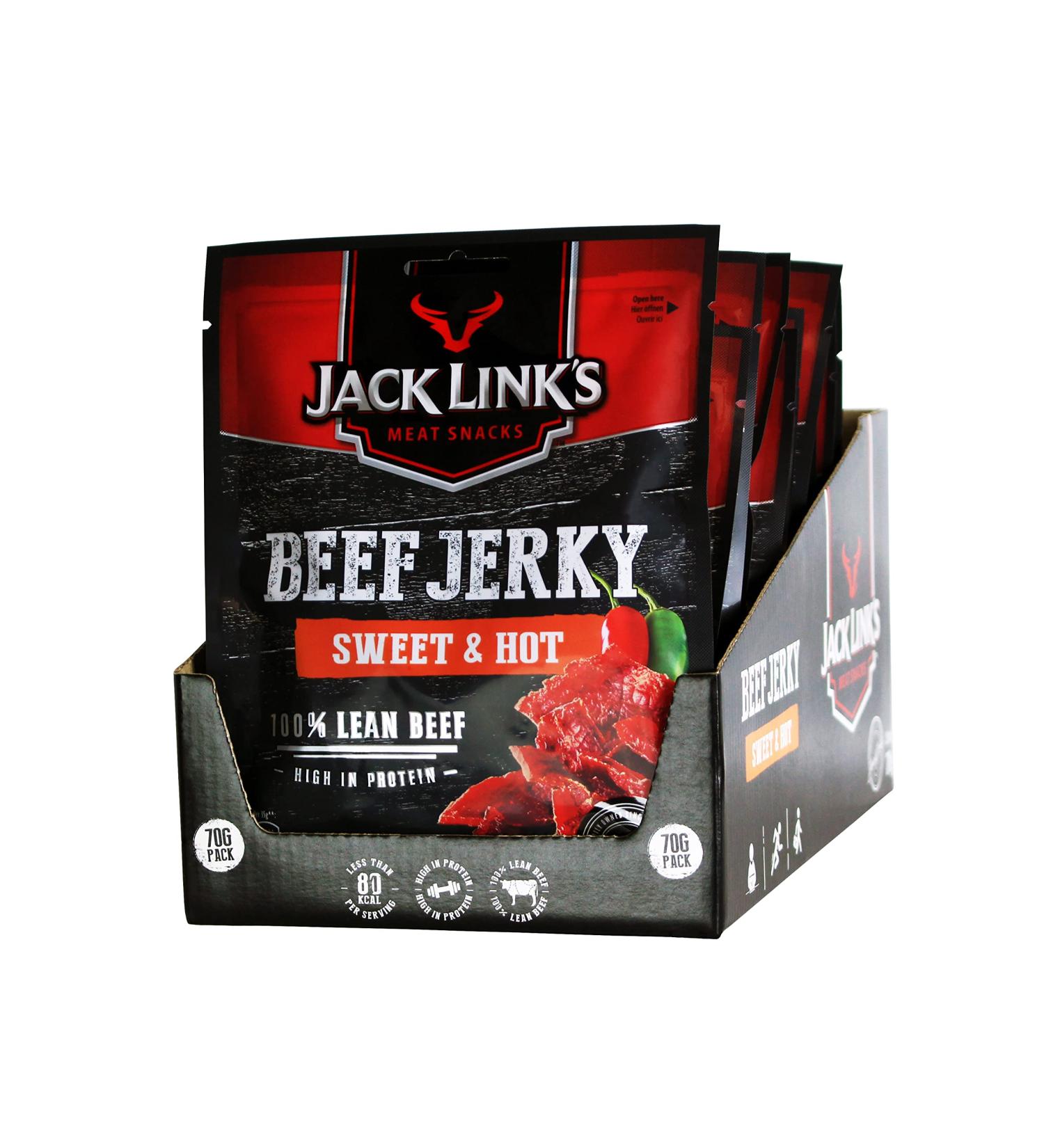 Jack Link's Beef Jerky Sweet & Hot - 12 Pack | High Protein Snack - Juicy & Spicy | Ideal for On-the-Go - International Shipping Available - Buy Online on SooperMarket.com
