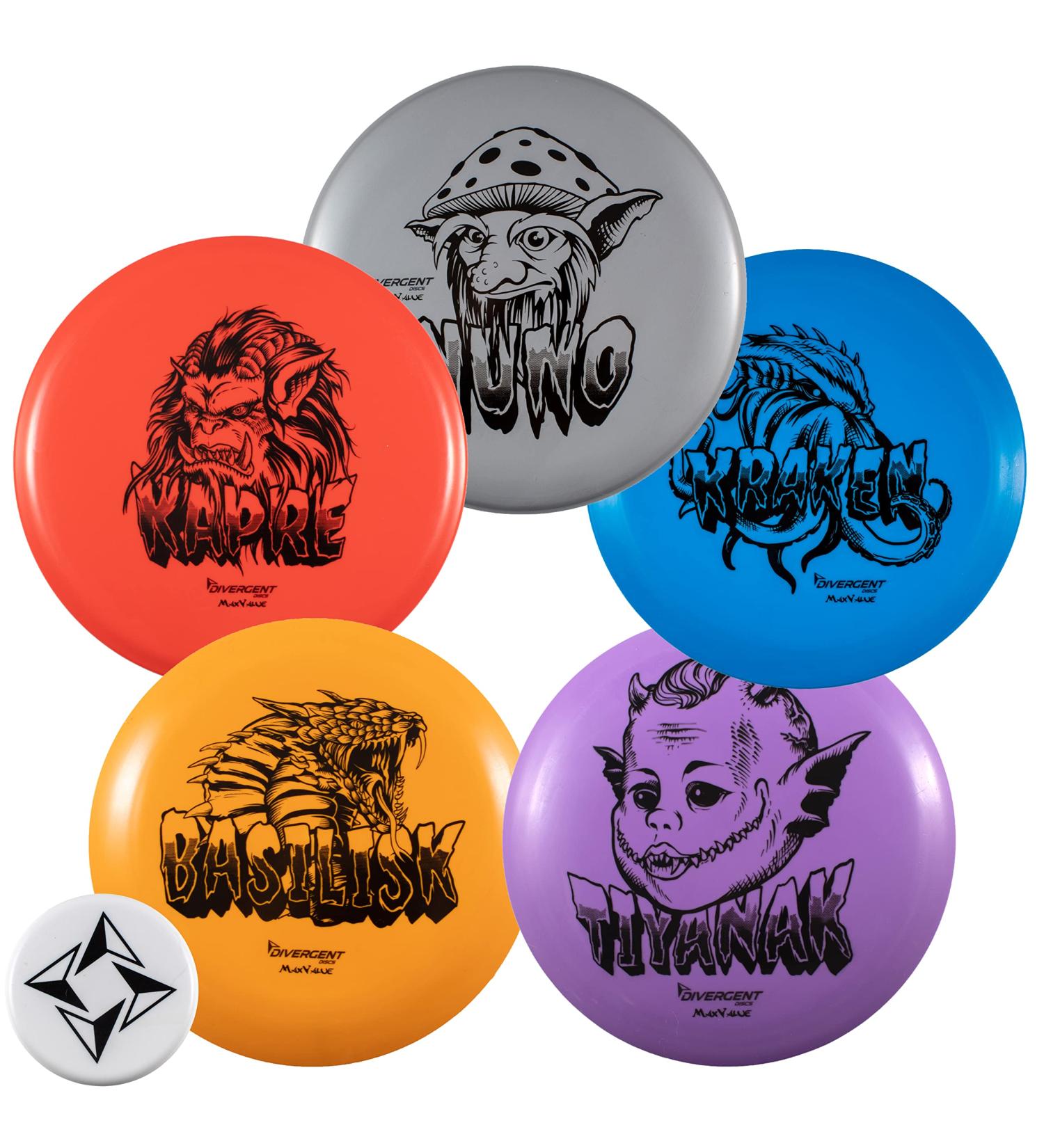Divergent Discs Beginner Disc Golf Set - 5 Discs Including Putter, Midrange, 2 Fairway Drivers, Distance Driver, and Mini Disc for Beginners - Buy Online on SooperMarket.com