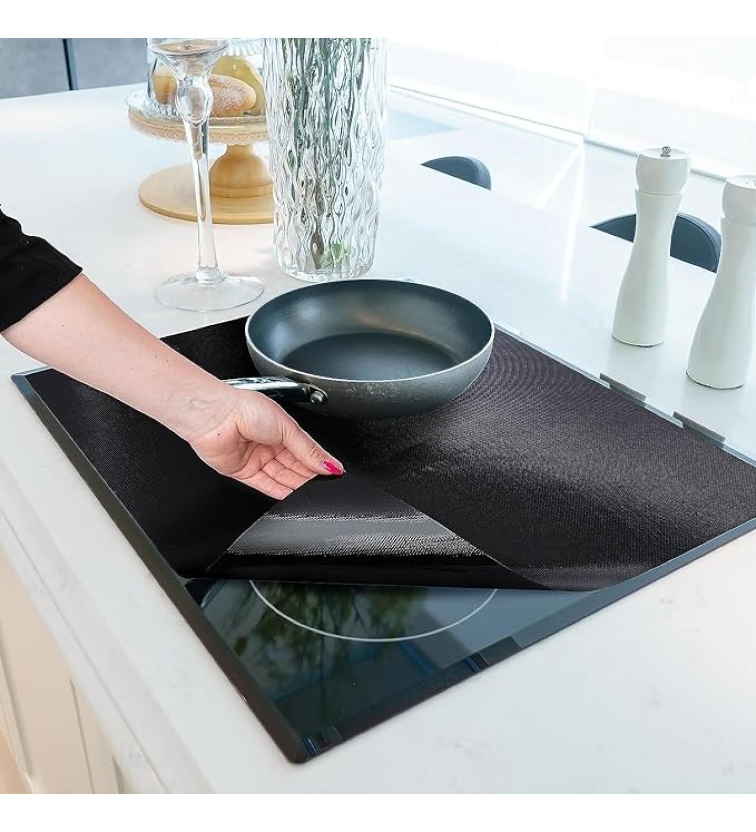 Large Magnetic Induction Cooktop Protector Mat - Anti-strike & Anti-scratch Glass Top Stove Cover - Silicone Mat for Electric Stove - Buy Online on SooperMarket.com