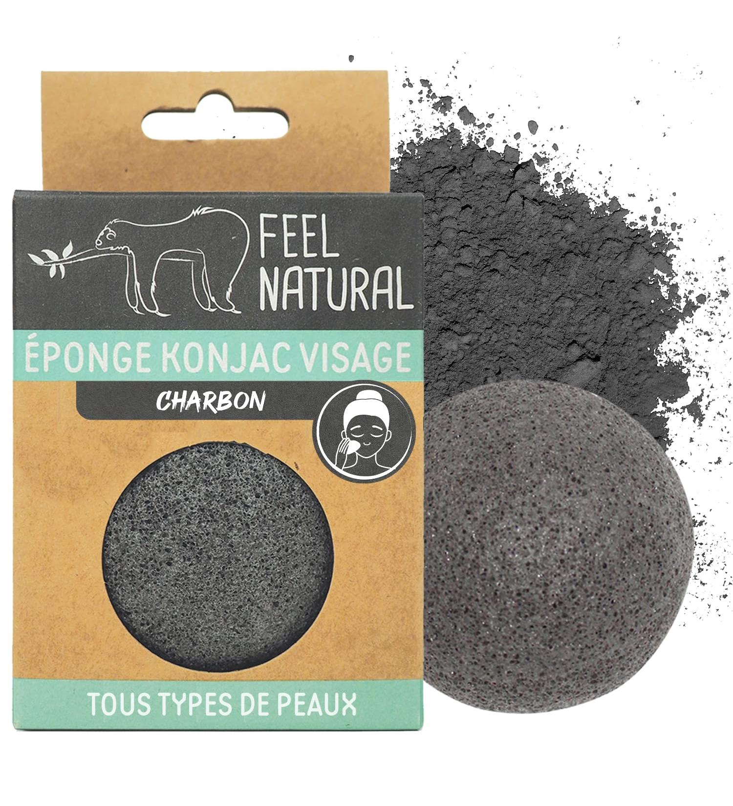 Konjac Face Sponge with Activated Charcoal Natural Exfoliation & Deep Cleansing | International Shipping Available - Buy Online on SooperMarket.com