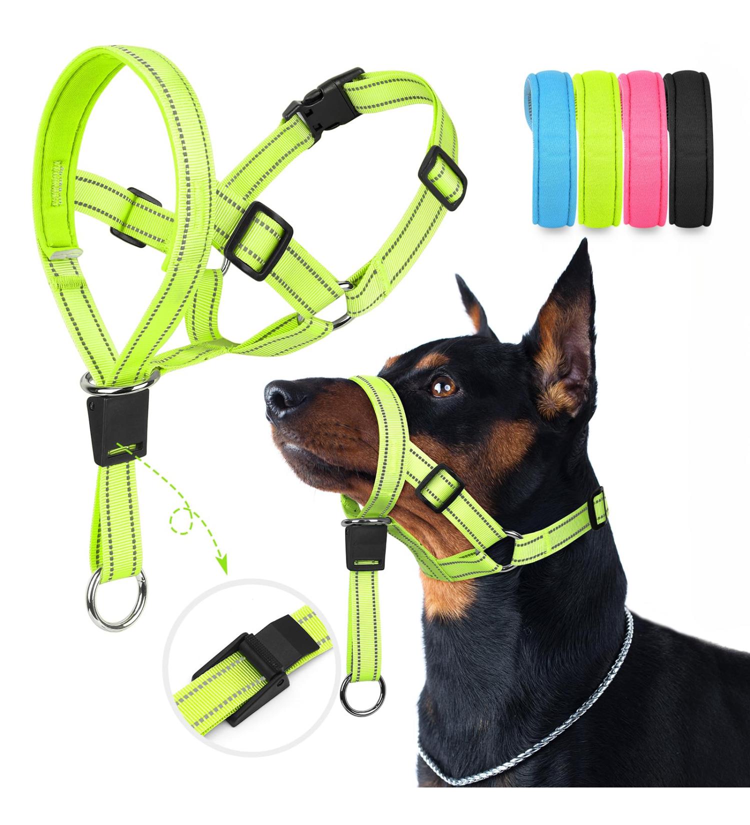 Buy Weesiber Soft Dog Handlebars - Adjustable Padded Halter with Reflective Stripes for Training & Walking | Large Green - No Pulling Comfortable Design - Buy Online on SooperMarket.com
