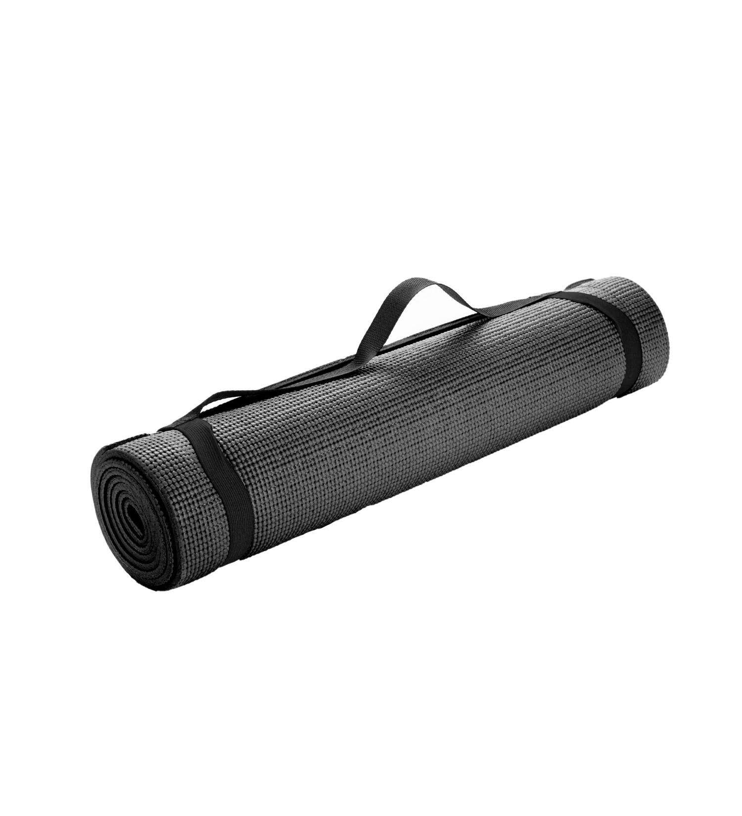 Mind Reader YOGAPVC-BLK Extra Thick Yoga Mat with Carrying Strap - High Density Anti-Tear Black - Buy Online on SooperMarket.com