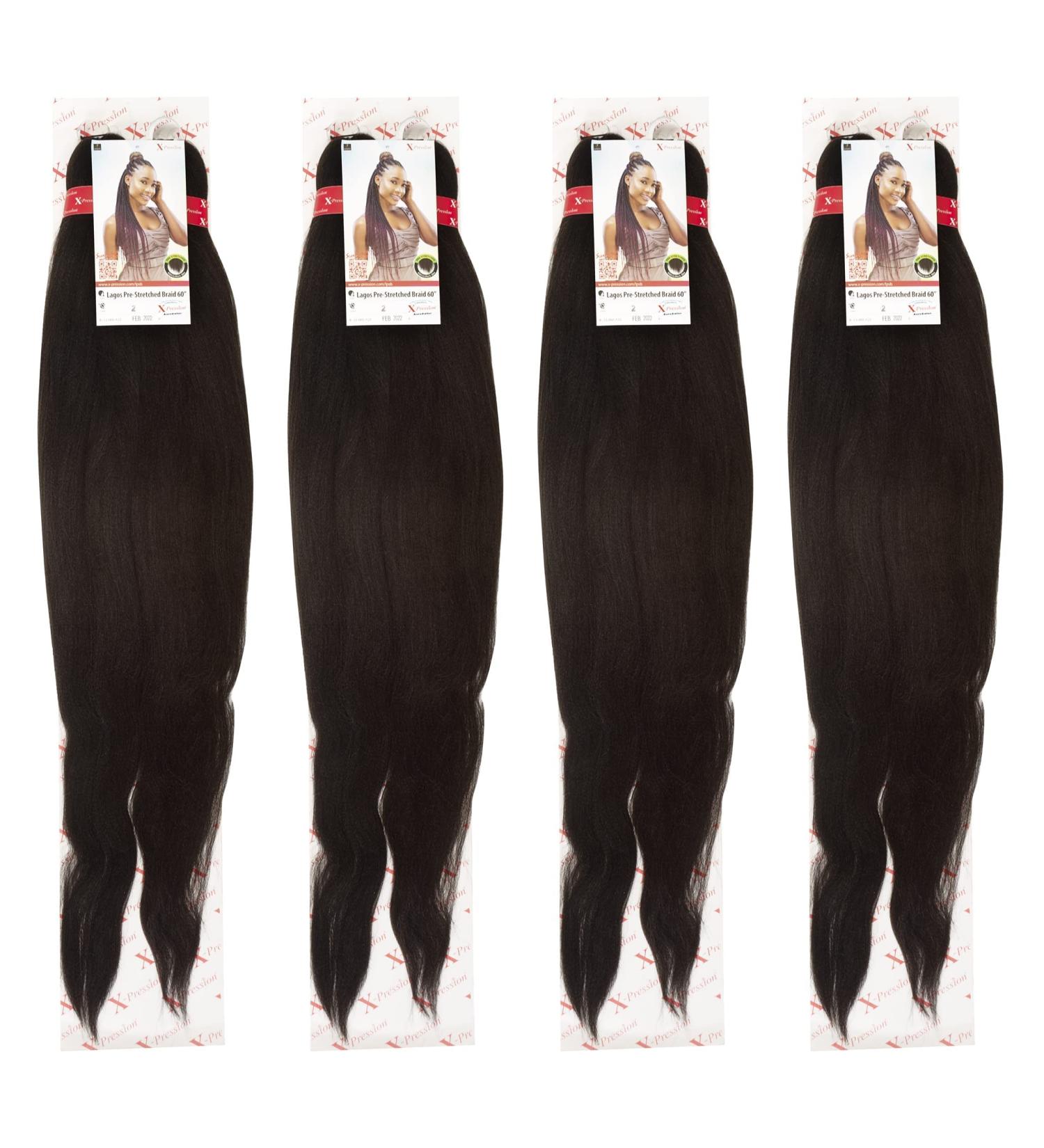 NEW 60 INCH PRE-PULLED XPRESSION Colour 2 (Dark Chocolate Brown) LAGOS BRAID PRE-PULLED PRE-STRECHED Hair Extension 60 2 In A Pack (Colour 2 Dark Chocolate Brown) Heat Resistant Tangle Free Dark Chocolate Brown 1 - Buy Online on SooperMarket.com