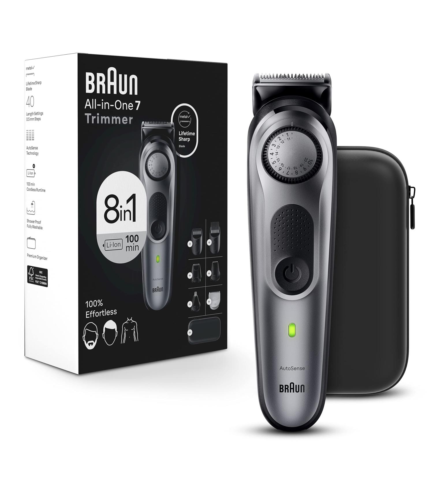 Braun All-in-One Style Kit Series 7 7410: 8-in-1 Men's Trimmer with Beard, Body Trimmer & Hair Clippers - Waterproof, 40 Length Settings - Buy Online on SooperMarket.com