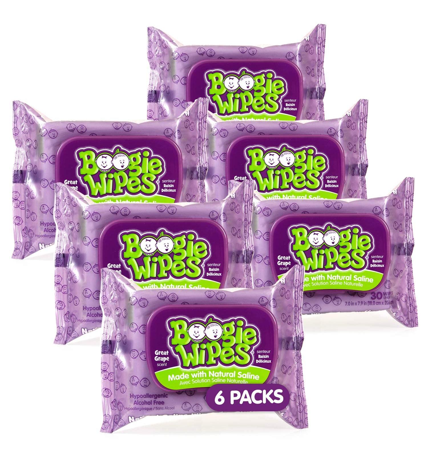 Boogie Wipes Natural Saline Wipes - Great Grape Scent for Stuffy Noses, 30 Count - Buy Online on SooperMarket.com