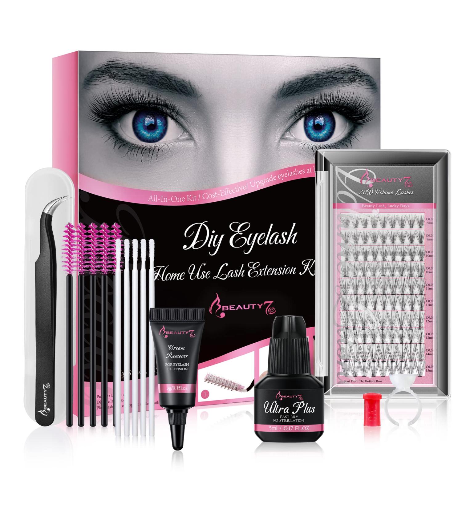DIY Lash Extension Kit 20D Faux Mink Cluster Lashes 0.05 Curl 8mm-15mm Eyelash Glue Remover and Tweezers - Buy Online on SooperMarket.com