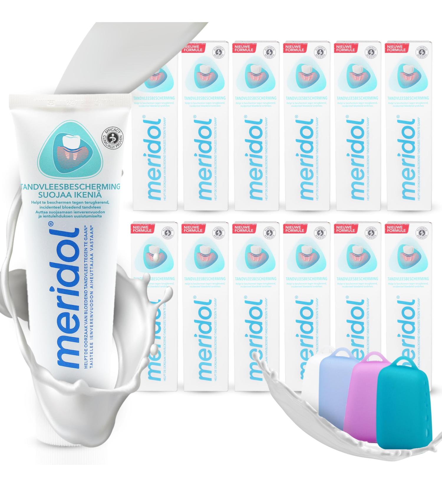 Buy Meridol Toothpaste Gum Protection 75 ml - Set of 12 & Celexqua Toothbrush Cap | International Shipping Available - Buy Online on SooperMarket.com
