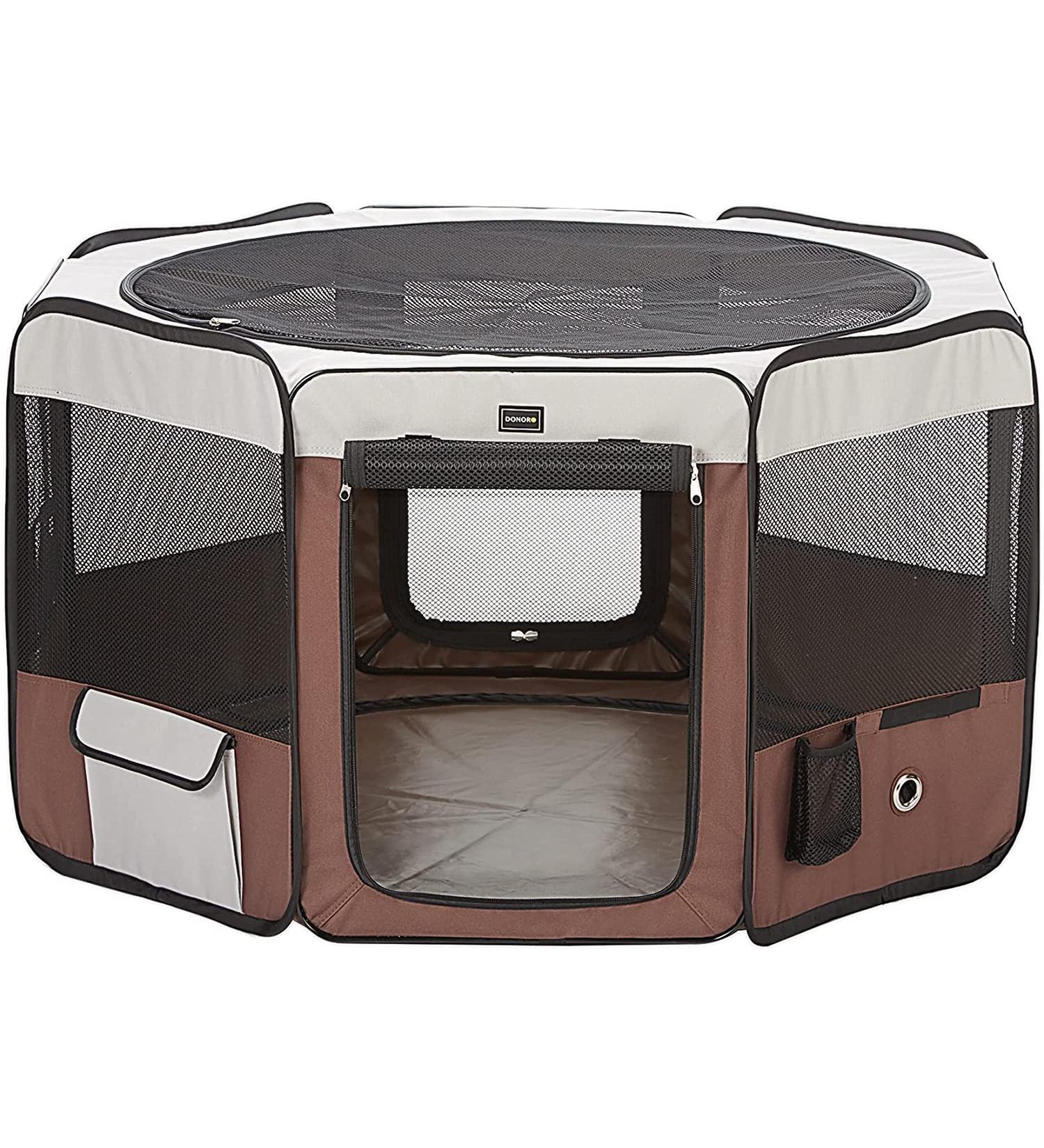 DONORO Portable Dog Playpen - Indoor/Outdoor Pet Play Pen for Small Dog/Cat/Rabbit - Removable Zipper Top and Bottom - Includes Carrying Case - Buy Online on SooperMarket.com