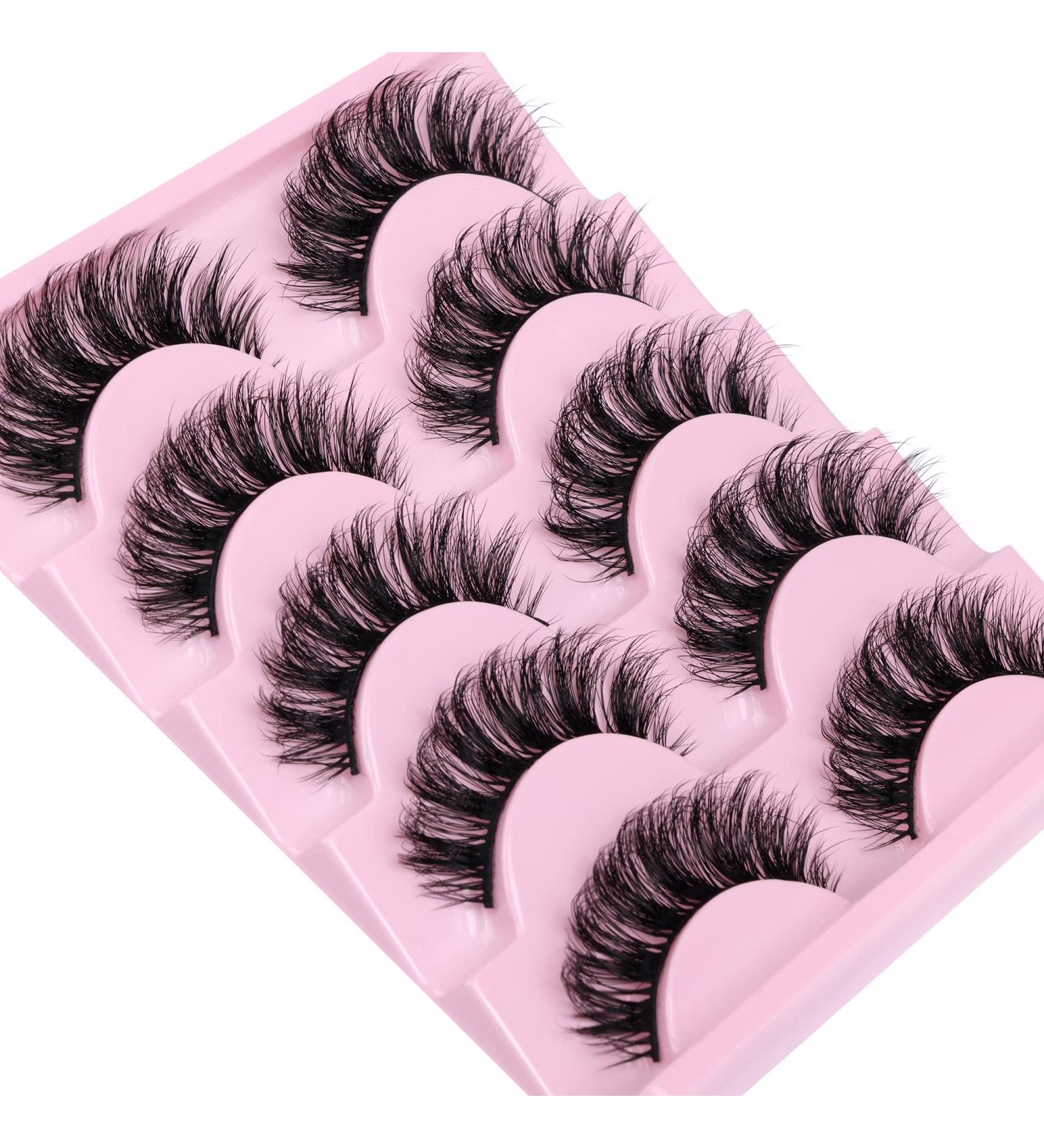Wiwoseo Natural Mink False Eyelashes - 5 Pairs Fluffy Wispy 16MM Faux Mink Lashes - Buy Online on SooperMarket.com