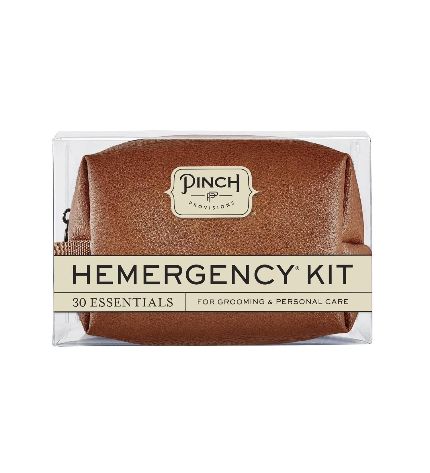 Pinch Provisions Hemergency Kit for Men | 30 Grooming Essentials & Travel Accessories | Ideal Gift for Grooms & Best Men - Cognac - Buy Online on SooperMarket.com
