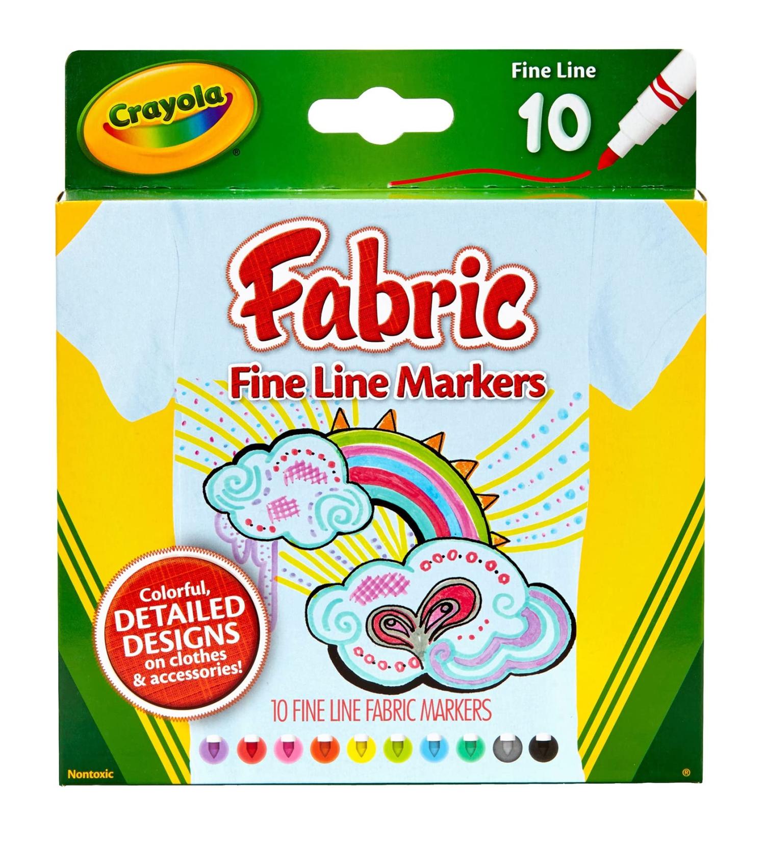 Crayola Fabric Markers for Kids - Set of 10 Fine Tip Assorted Colors - Buy Online on SooperMarket.com