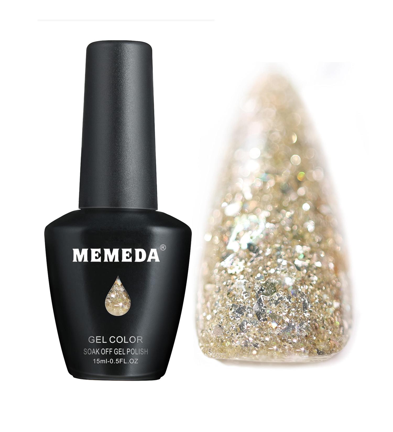 MEMEDA Glitter Gel Nail Polish - Sparkly UV LED Soak Off Varnish 0.5 fl oz | Aerolite-02 - Buy Online on SooperMarket.com