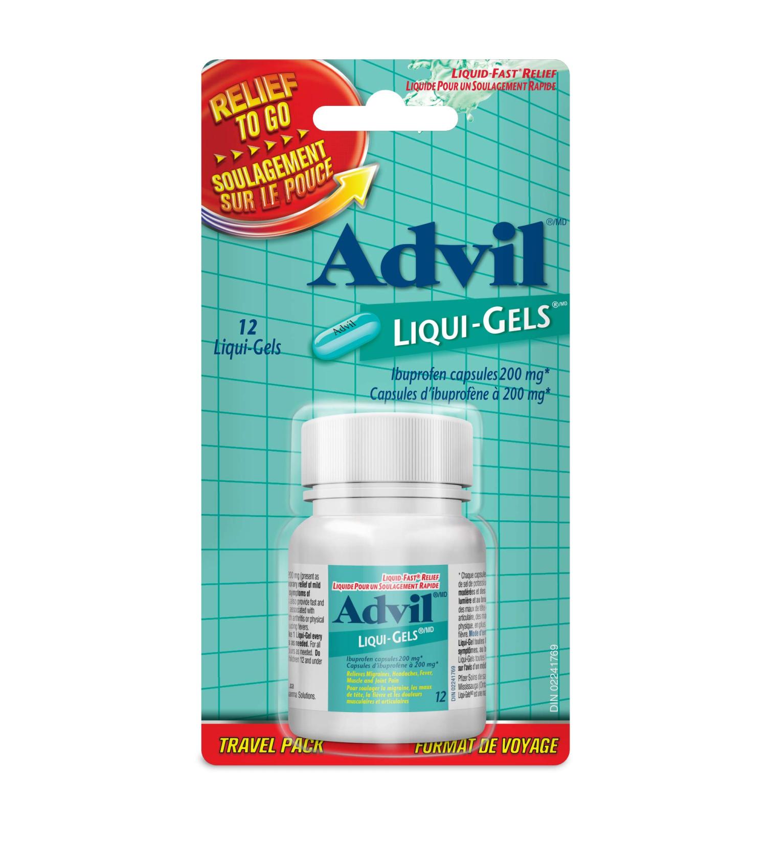 Advil Advil Liqui-gels Relief-to-go (12 Count) 200 Mg Ibuprofen Temporary Pain Reliever/ Fever Reducer 12 Count - Buy Online on SooperMarket.com