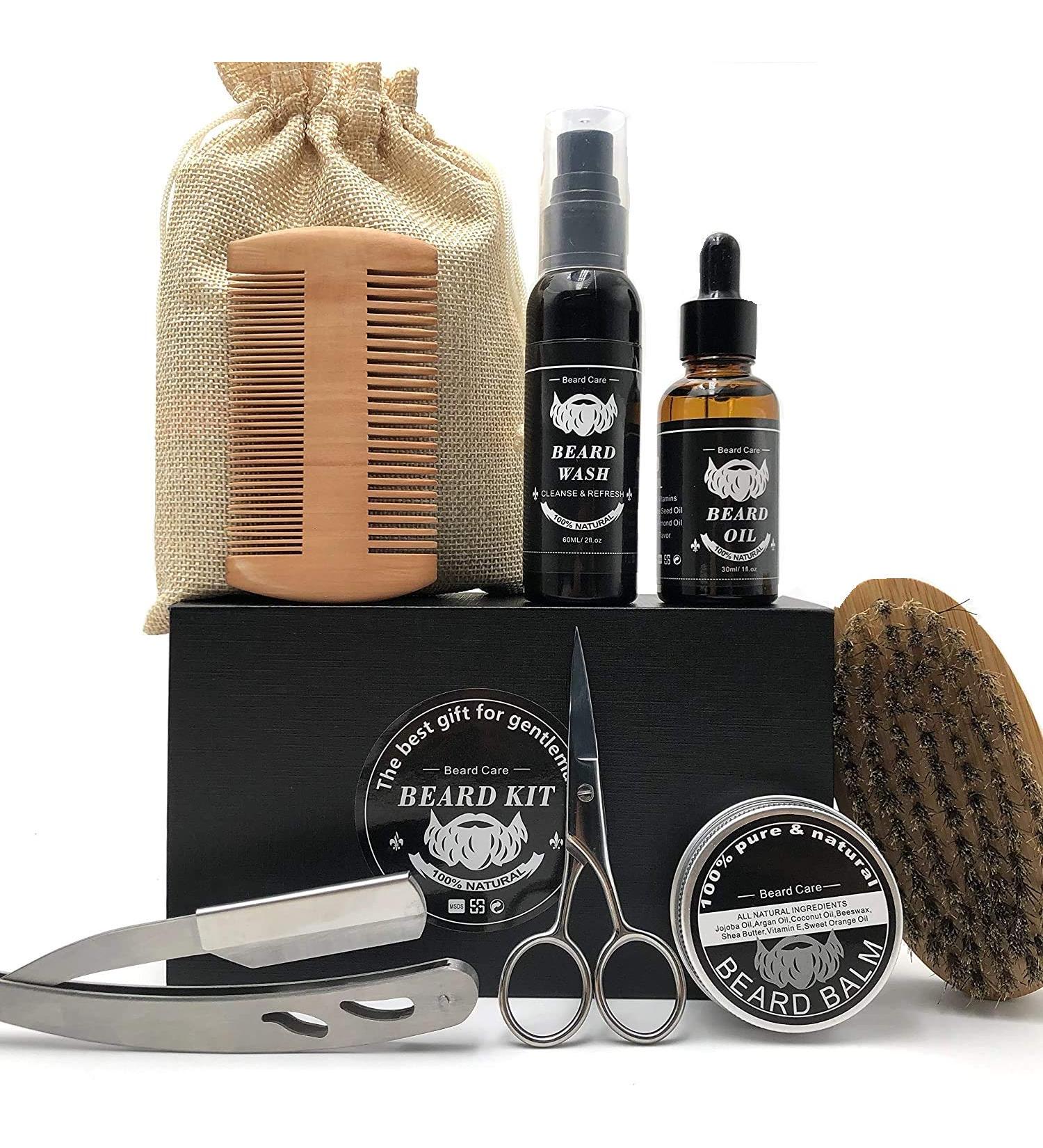 Houson Beard Care Set Gift for Men | 30ml Beard Oil 60ml Shampoo Balm Brush & Comb | Ideal for Beginners & Professionals - Buy Online on SooperMarket.com