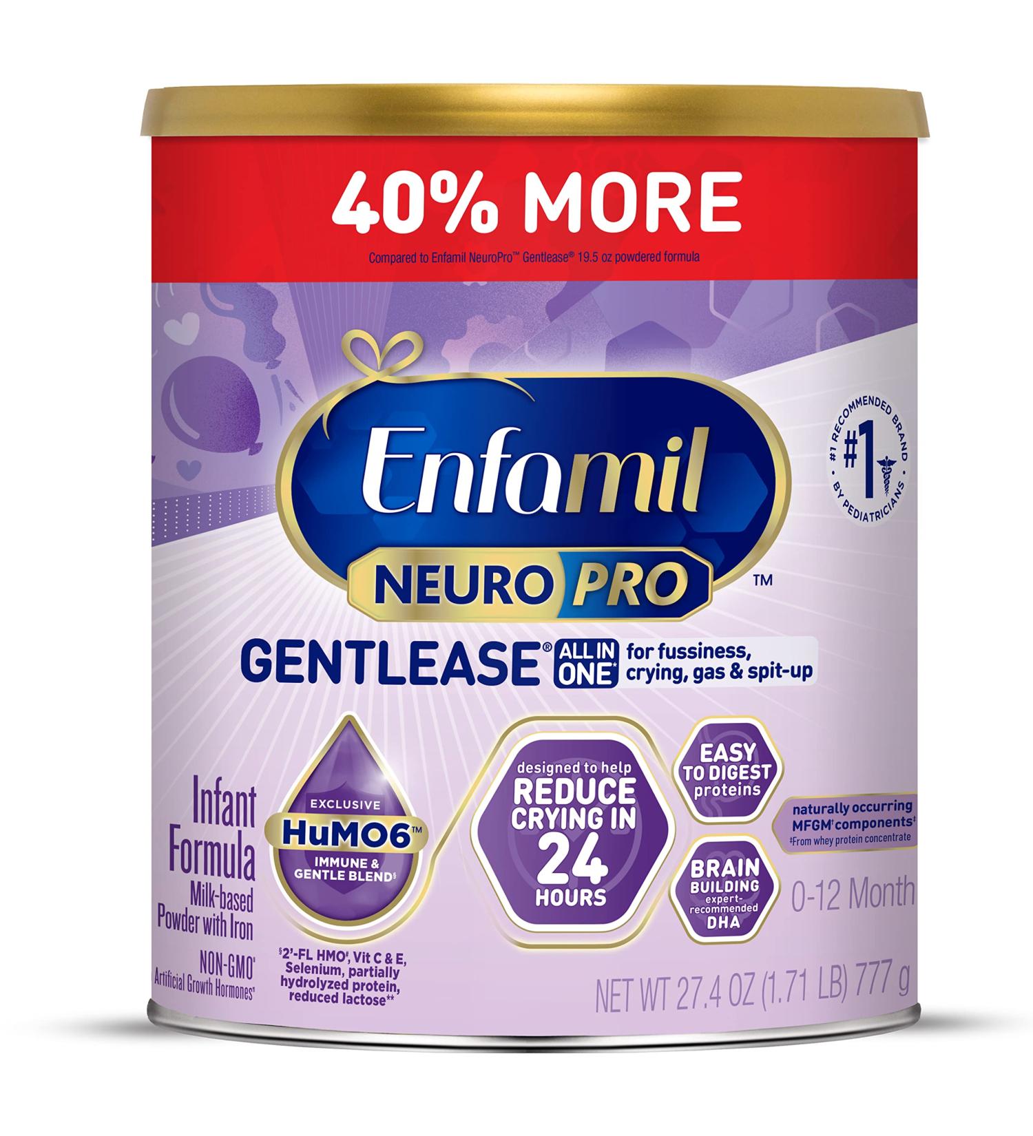 Enfamil NeuroPro Gentlease Baby Formula - 27.4 Oz Powder Can | Infant Nutrition with DHA for Brain & Immune Support | Proven to Reduce Fussiness, Gas & Spit-up - Buy Online on SooperMarket.com