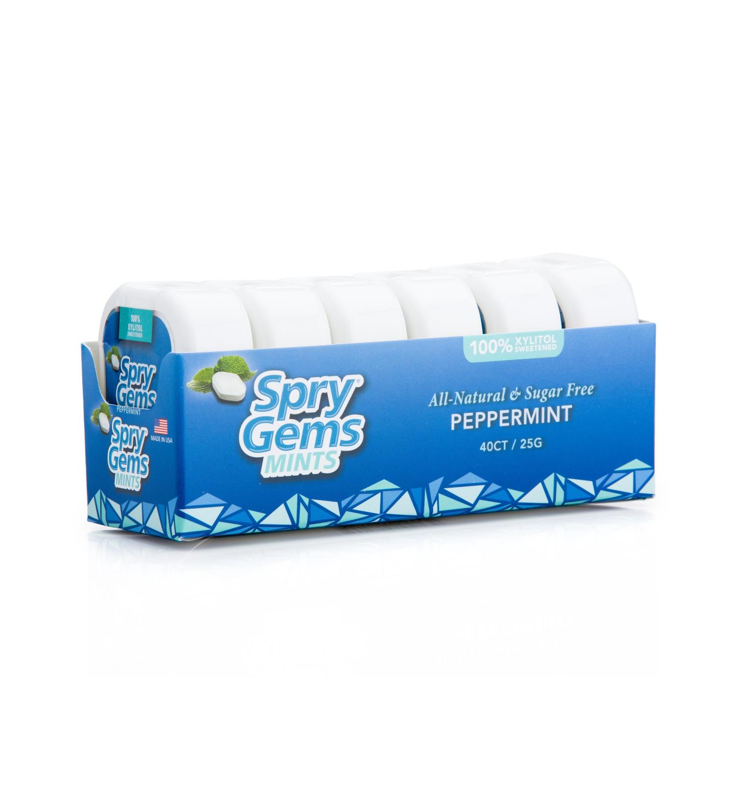 Xlear Spry Peppermint Gems Mints - 40 Count (25g) | Fresh Breath & Natural Sweeteners - Buy Online on SooperMarket.com