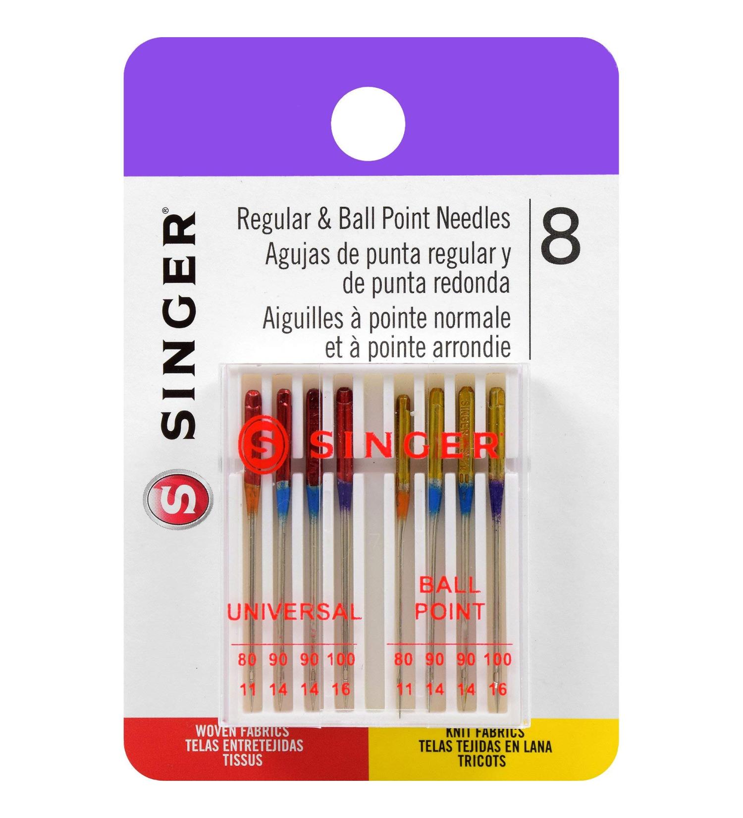 SINGER 04800 Universal Regular Point and Ball Point Sewing Machine Needles - Assorted Sizes 80/11, 90/14, 100/16 - 8 Count - Buy Online on SooperMarket.com