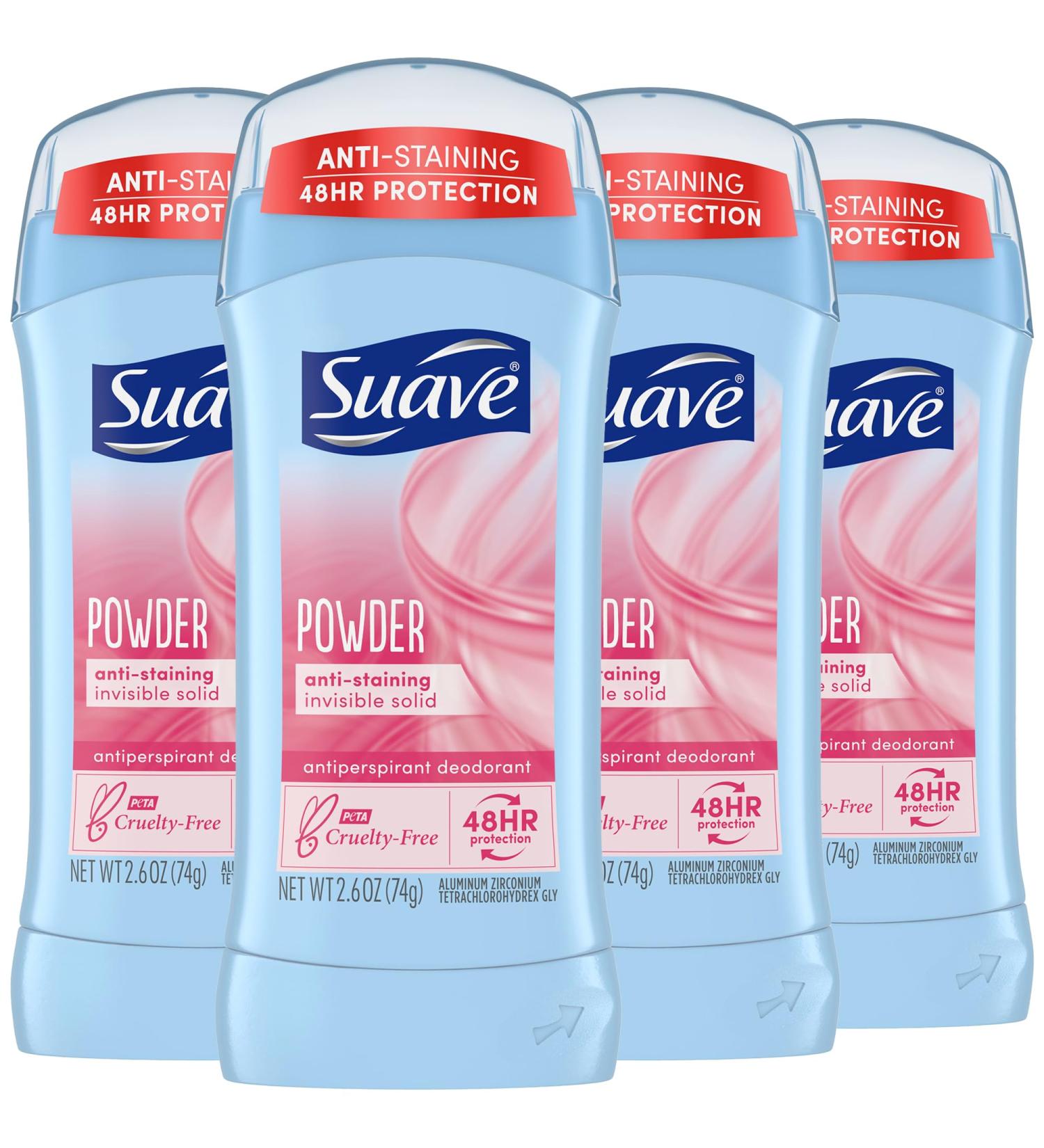 Suave Deodorant for Women Powder Scent 4-Pack Antiperspirant Deodorant with 24H Sweat & Odor Protection 2.7 Oz Ea powder 5.2 Ounce (Pack of 4) - Buy Online on SooperMarket.com