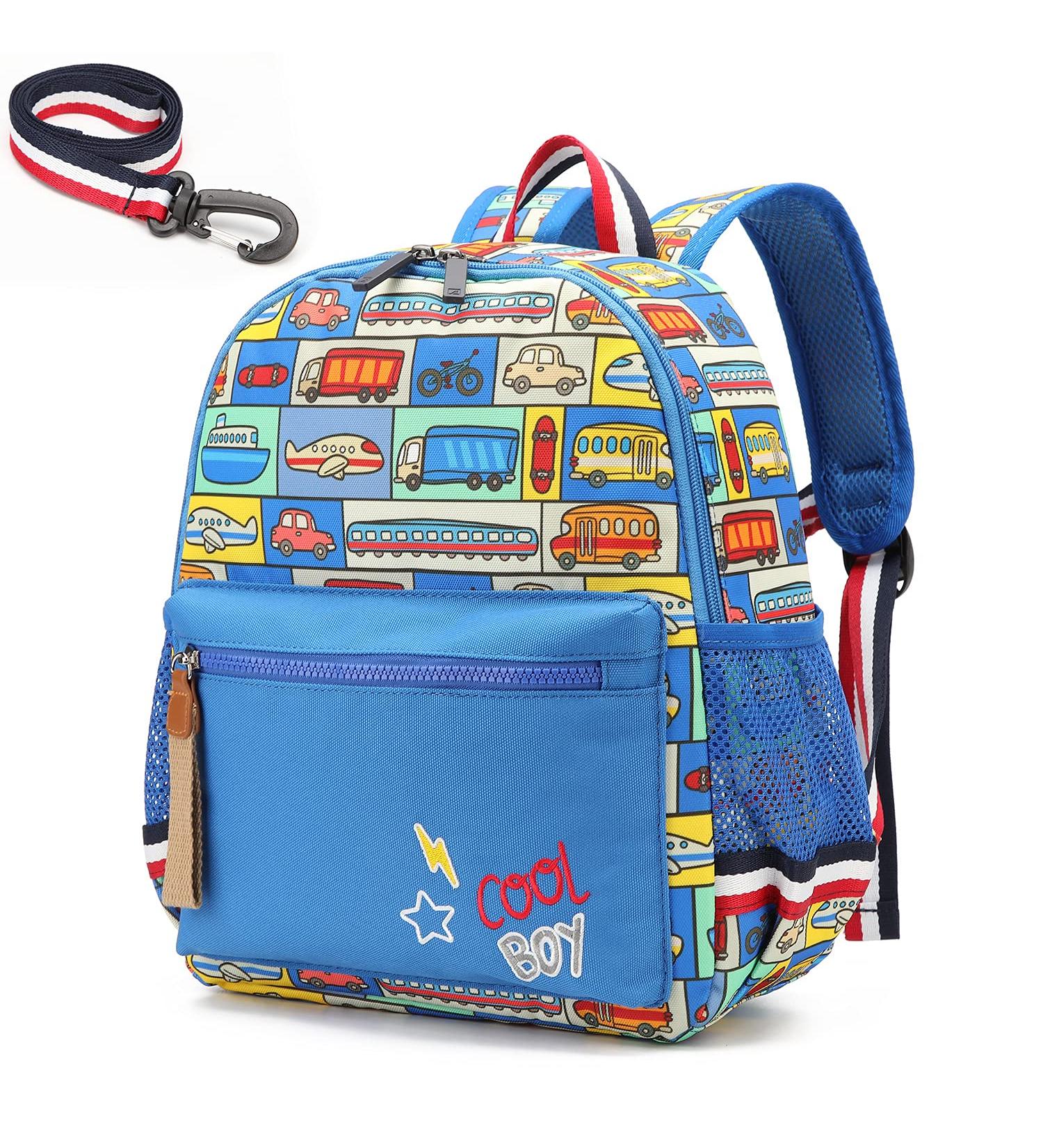 Willikiva Cartoon Bus Kindergarten Backpack with Leash | Waterproof Preschool Toddler Backpack for Boys and Girls (Car) - Buy Online on SooperMarket.com