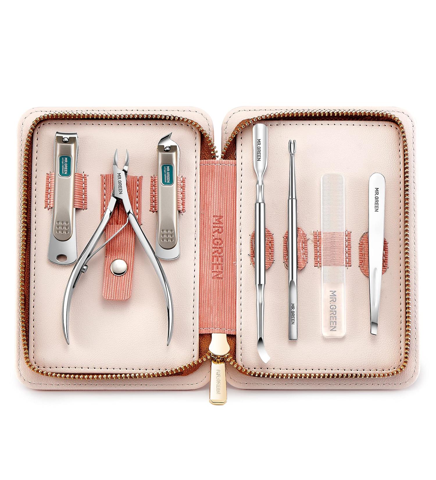 MR.GREEN 7in1 Manicure Set - Stainless Steel Professional Nail Clippers & Pedicure Tools with Travel Case (Mr-6032) - Buy Online on SooperMarket.com