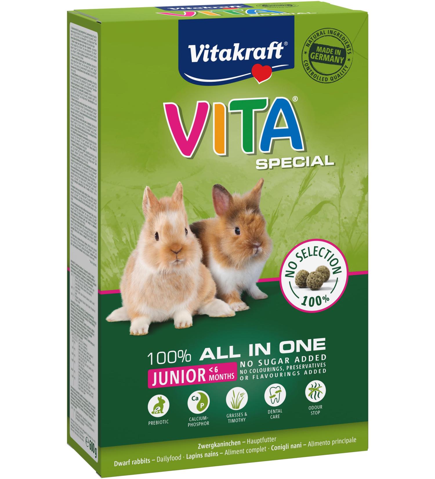 Vita Power Vita Special Junior Feed for Young Dwarf Rabbits - 600g | Herbal & Grass Blend for Optimal Digestion No Sugar or Grains - Buy Online on SooperMarket.com