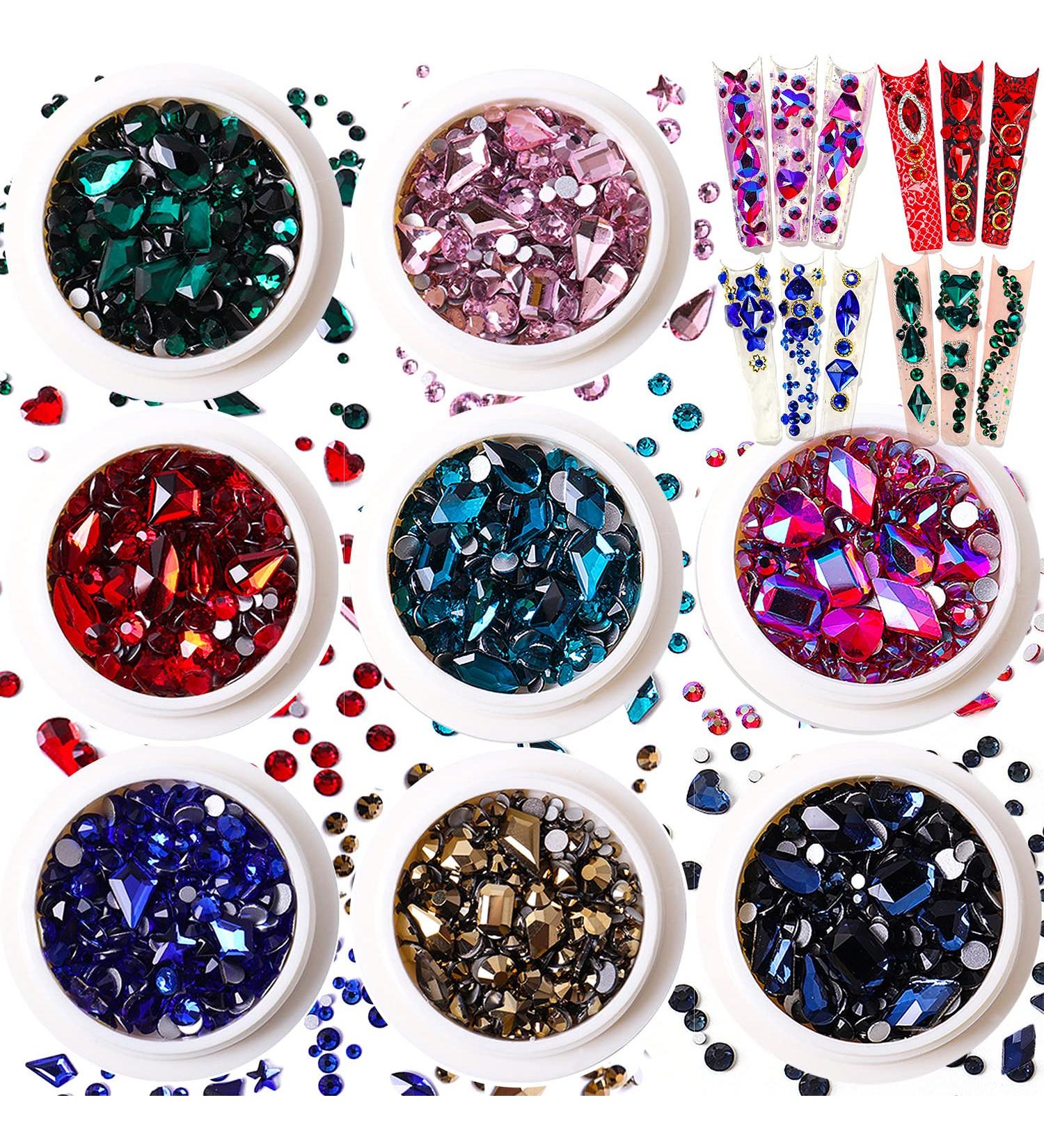 JERCLITY 8 Boxes Nail Rhinestones for Nails - Multi-Colored Gems for DIY Crafts & Jewelry - Buy Online on SooperMarket.com