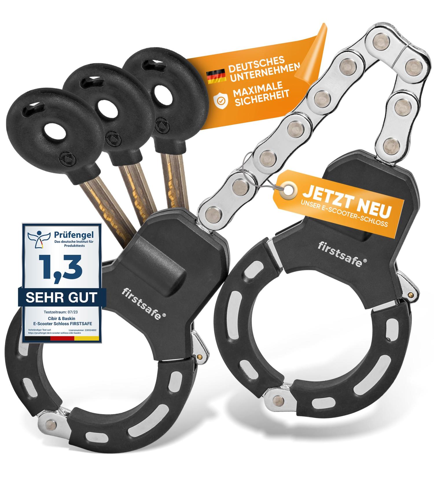 FIRSTSAFE E Scooter Castle - Theft-Proof Handpage Lock for e-Bikes & E-Scooters | Silicone Protection Against Scratches | High-Security Bicycle Lock - Buy Online on SooperMarket.com