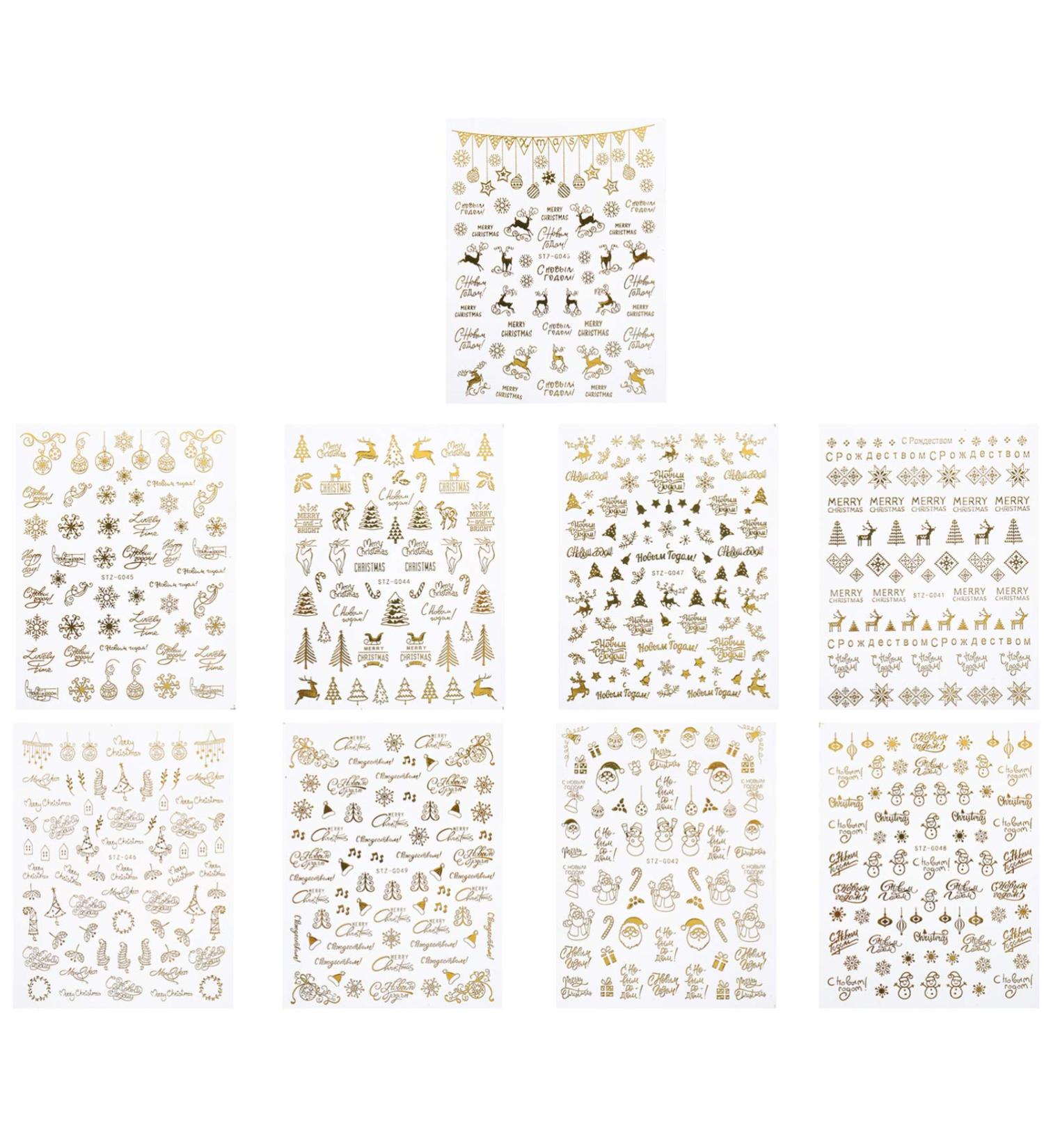 Minkissy Santa Stickers 9 Sheets Christmas Nail Stickers 3D Golden Nail Art Self-adhesive Stickers Decals Tips Wraps for Women Girls Christmas Hoilday Nail Decor (Random) Glitter Stickers - Buy Online on SooperMarket.com