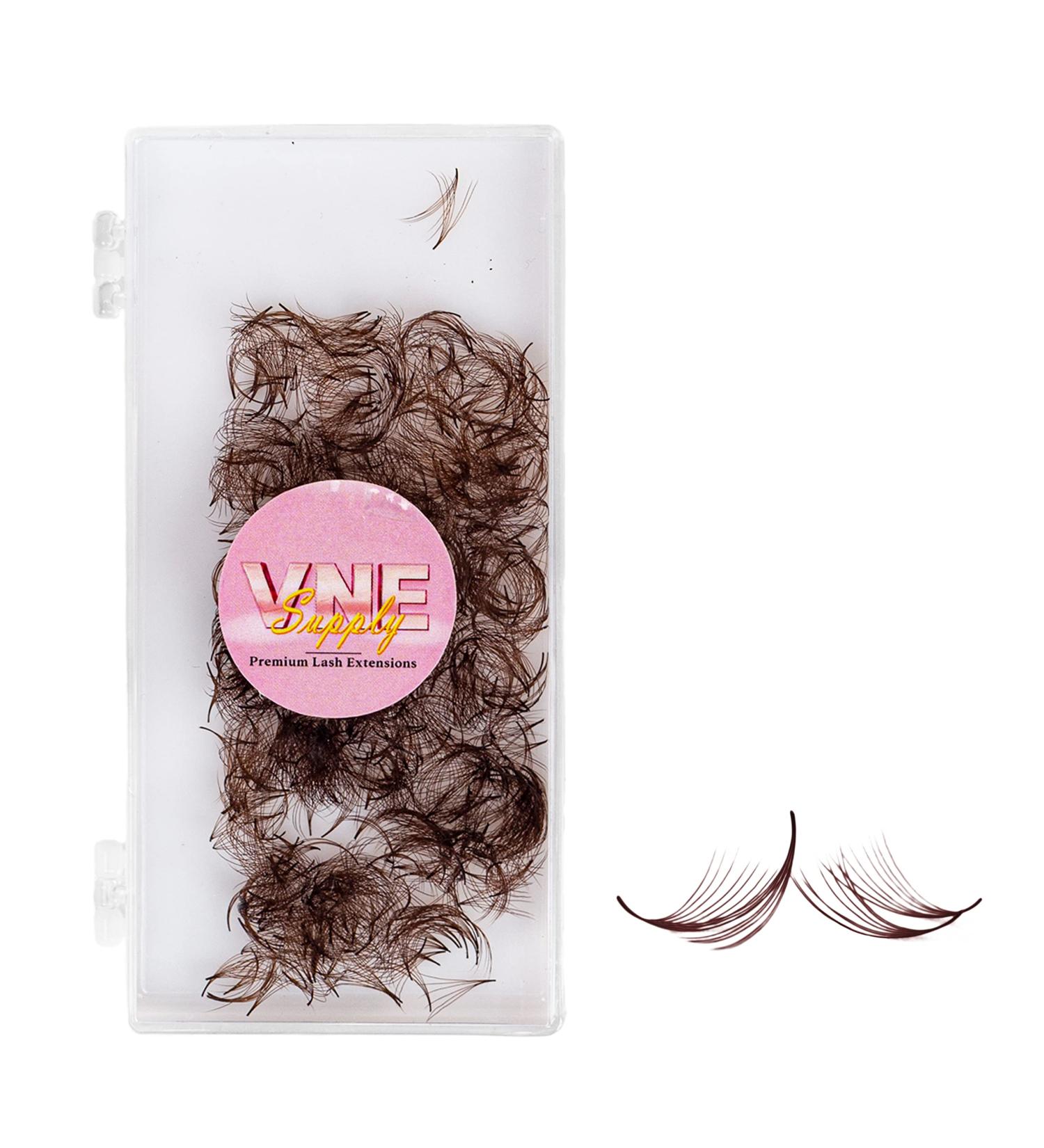 VNE 500 Fans Colorful Lash Extensions | 12mm D Curl Brown - 6D | Premade Volume & Mega Volume Fans | Single Color Box - Buy Online on SooperMarket.com