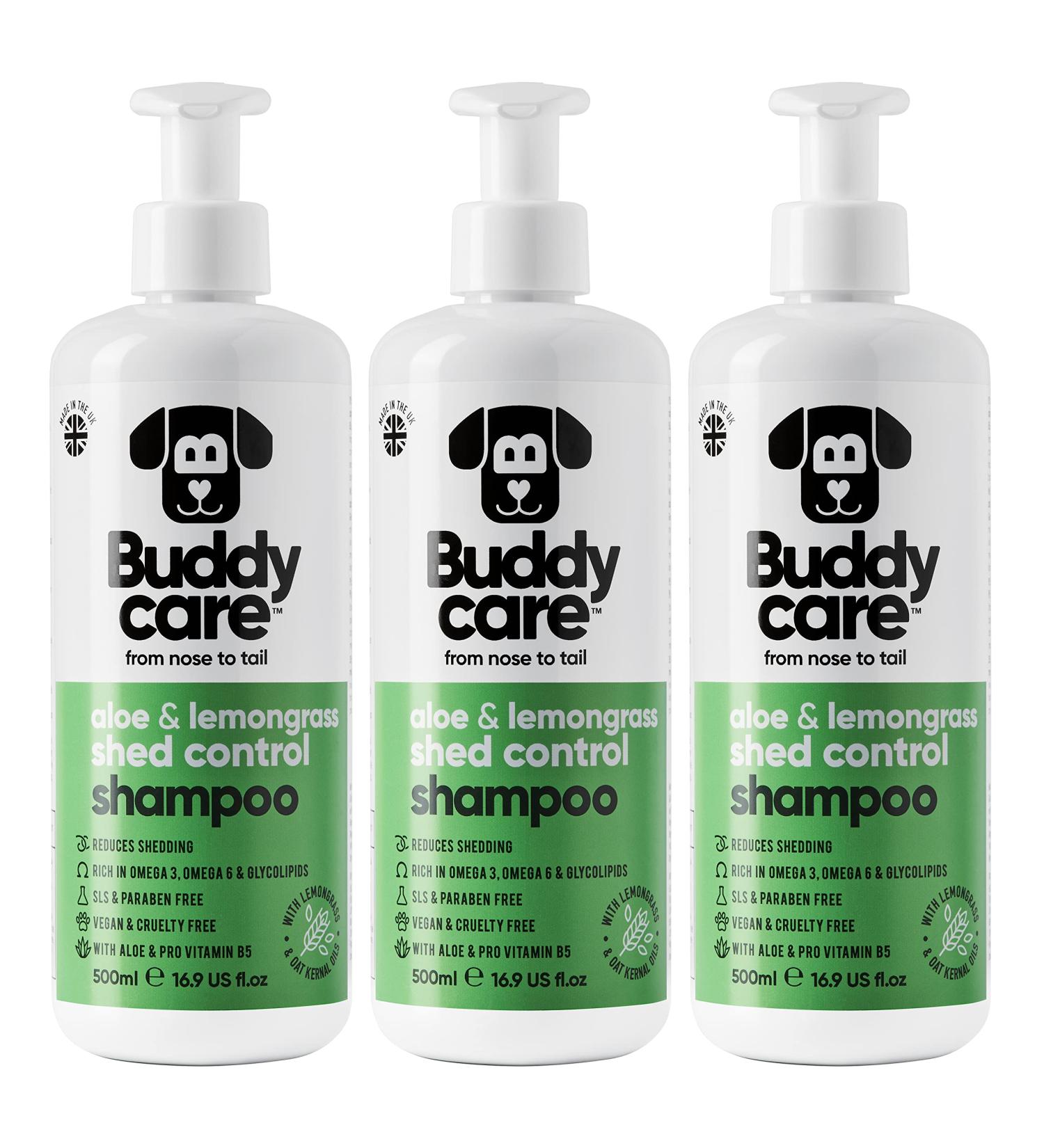 Buy BuddyCare Fell Care Shampoo for Dogs Aloe Vera & Pro-Vitamin B5 Hair Loss Control | 500ml x 3 International Shipping Available - Buy Online on SooperMarket.com