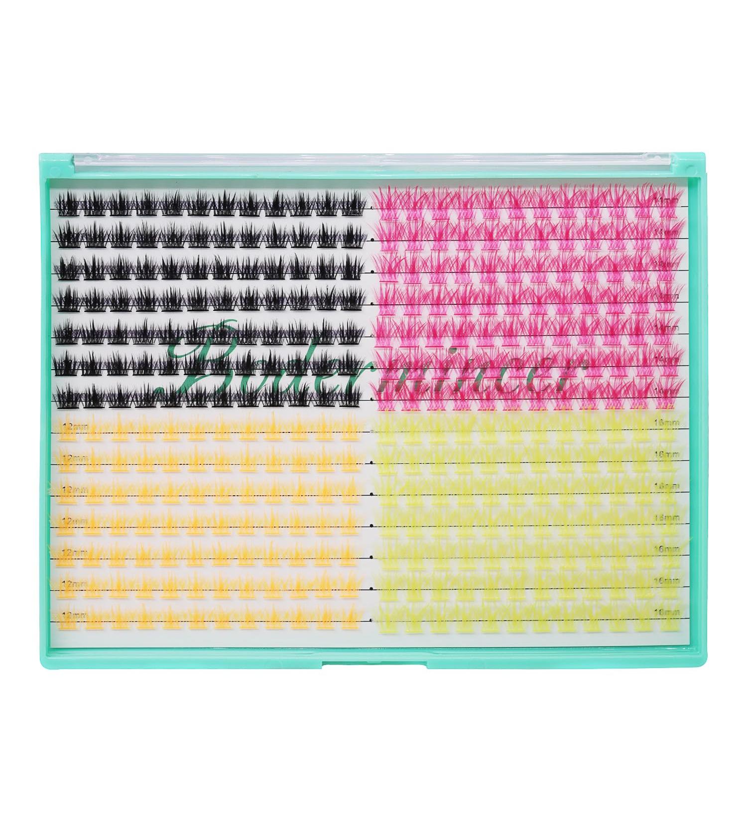 Buy Bodermincer 336 Clusters D Curl False Eyelashes - 10-12-14-16mm Mixed Colors | Volume Lashes Set for DIY Extensions - Buy Online on SooperMarket.com