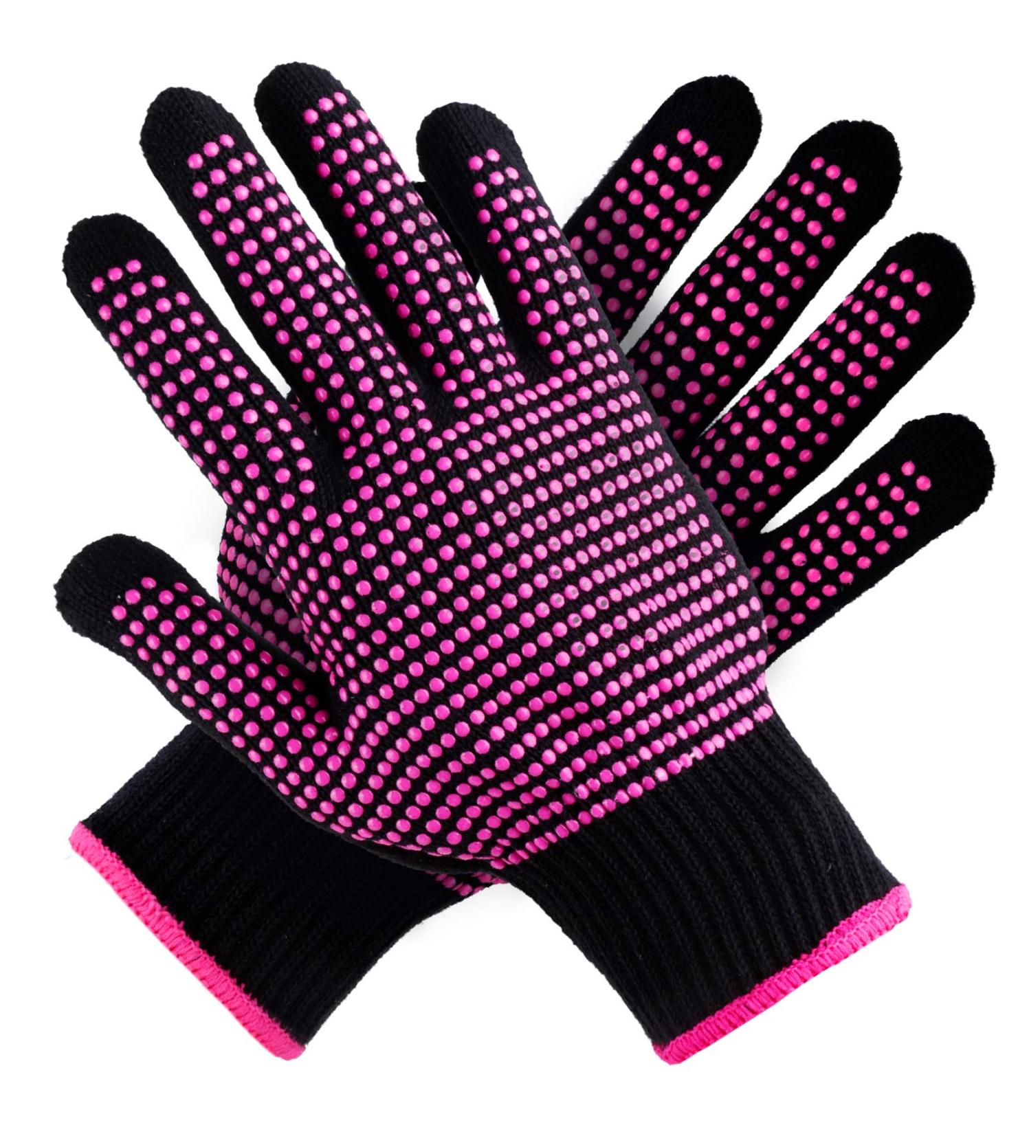 Teenitor Heat Resistant Gloves with Silicone Bumps - Professional Mitts for Hair Styling - Universal Fit Size - Rose Red - Buy Online on SooperMarket.com